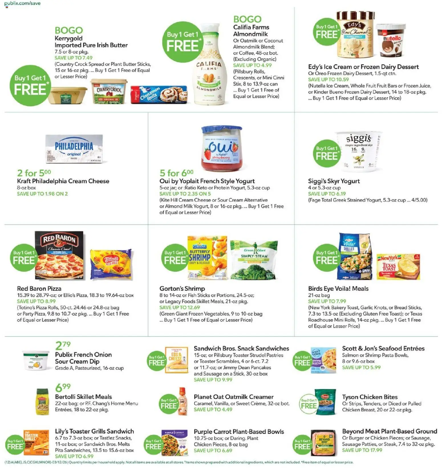 Publix Weekly Ad - valid from 11.03.2026 | Page: 12 | Products: Skillet, Butter, Seafood, Garlic