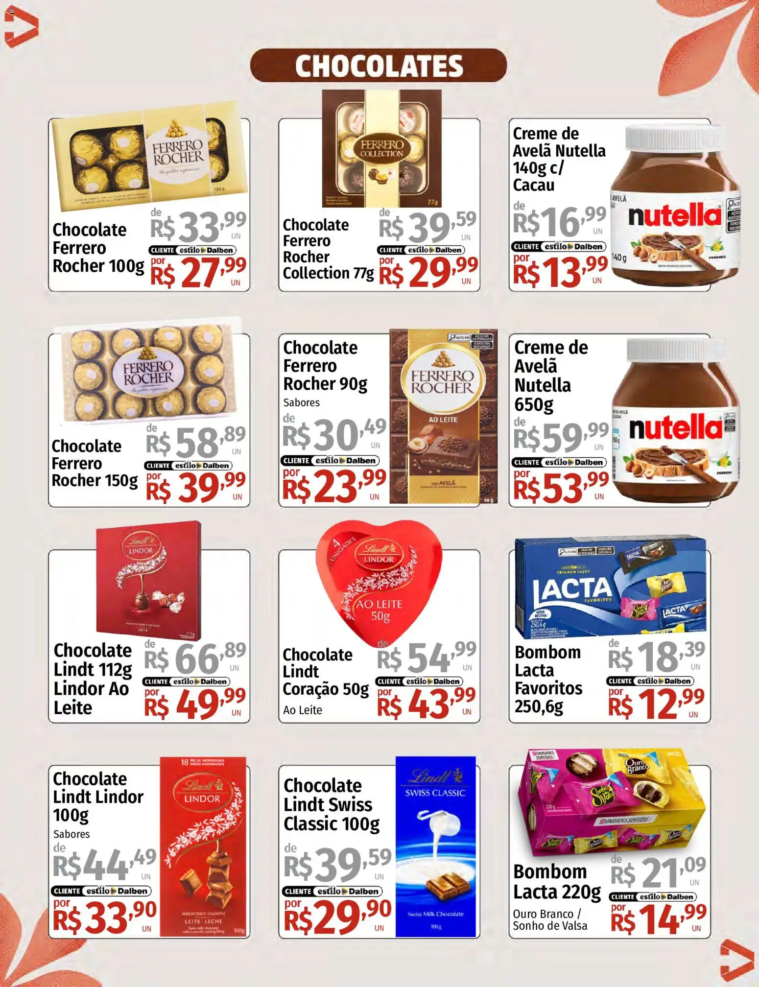 Supermercado Dalben Folheto - válido de 04.05.2026 | Página: 3 | Produtos: Chocolate, Creme, Açúcar, Bombom