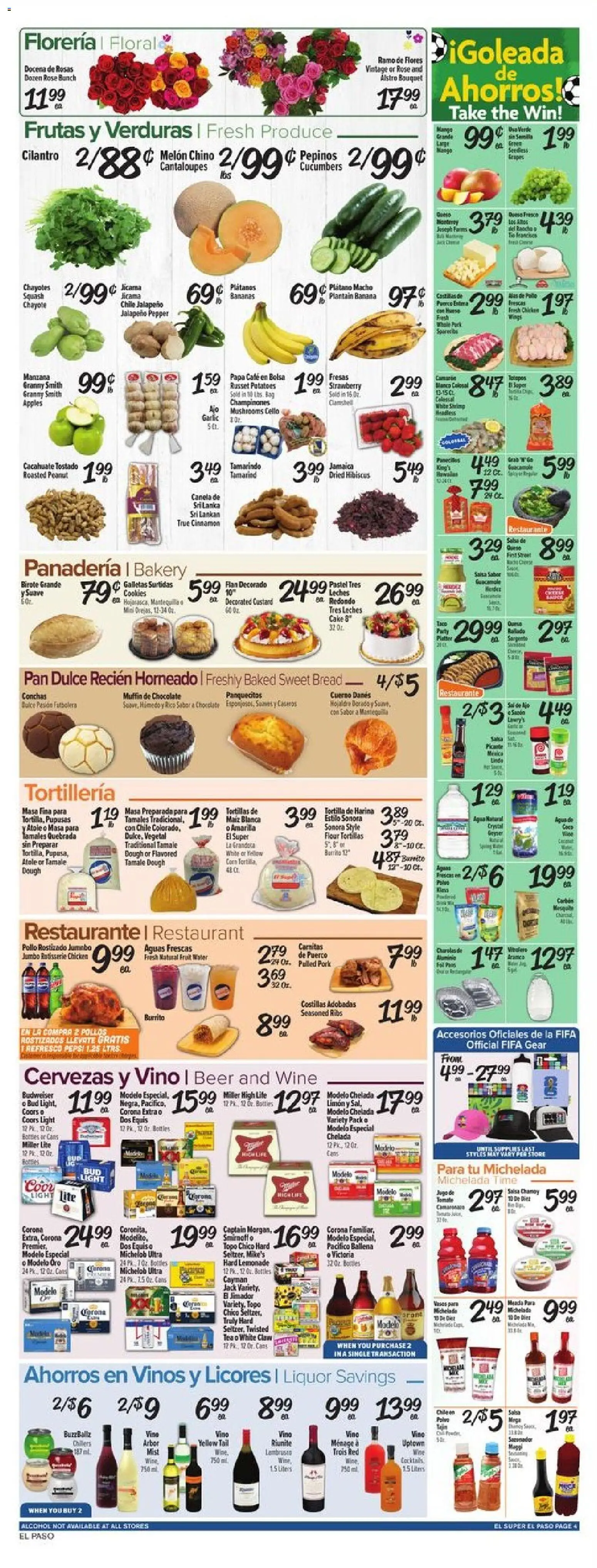 El Super Weekly Ad - TX - valid from 10.06.2026 | Page: 4 | Products: Cantaloupes, Pan, Pork, Potatoes