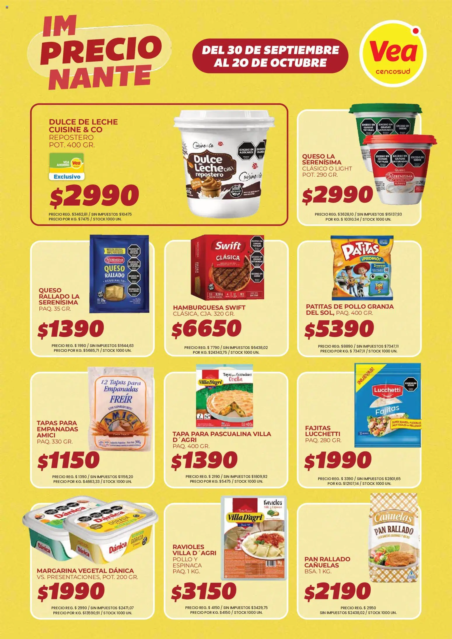Vea - Volante imPRECIOnante Cuyo │ válido desde el 30/09/2026 | Página: 12 | Productos: Pollo, Dulce de leche, Dulce, Margarina