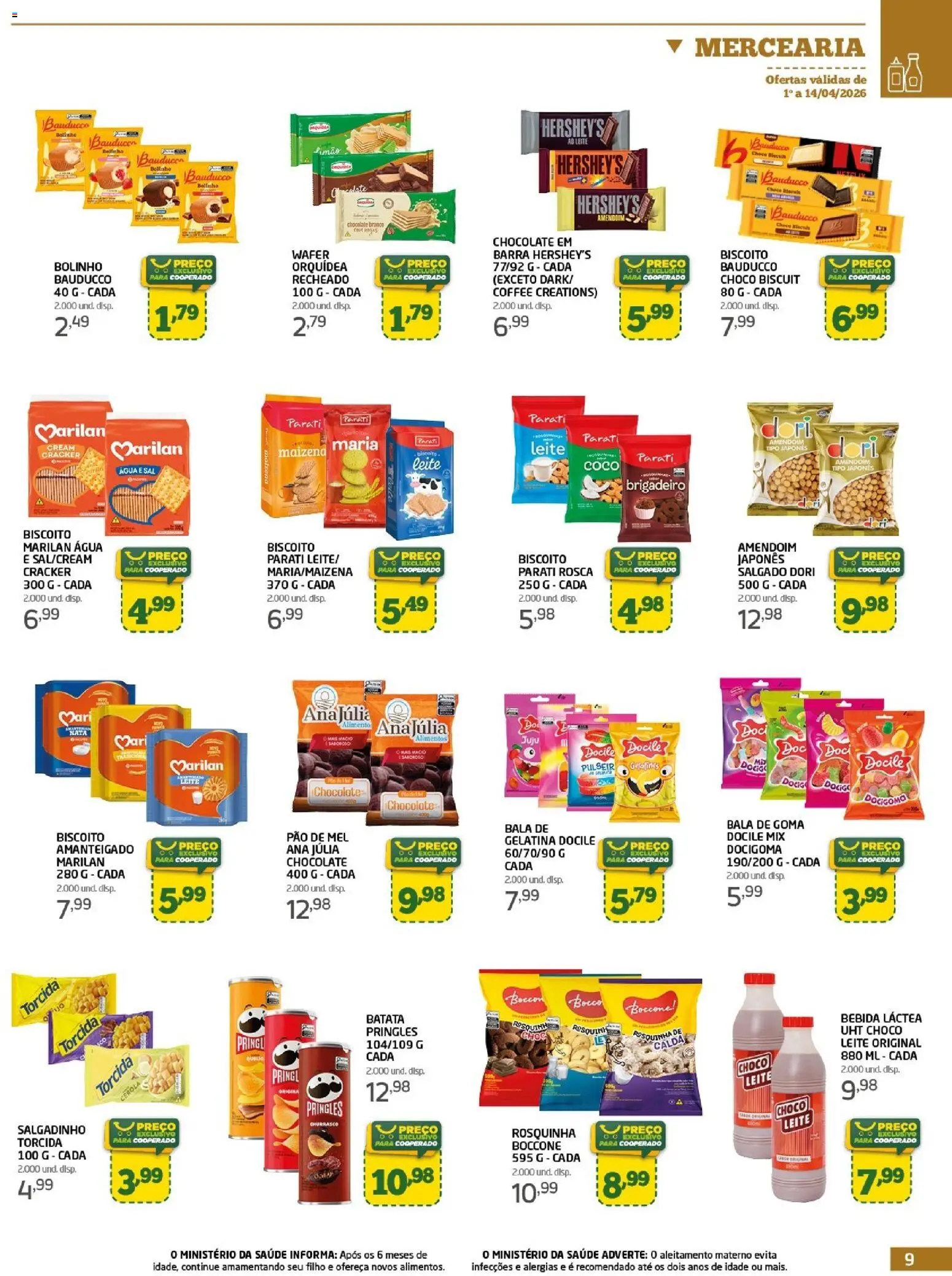 Cooper Folheto - válido de 14.04.2026 | Página: 9 | Produtos: Amendoim, Pão, Nata, Bebida