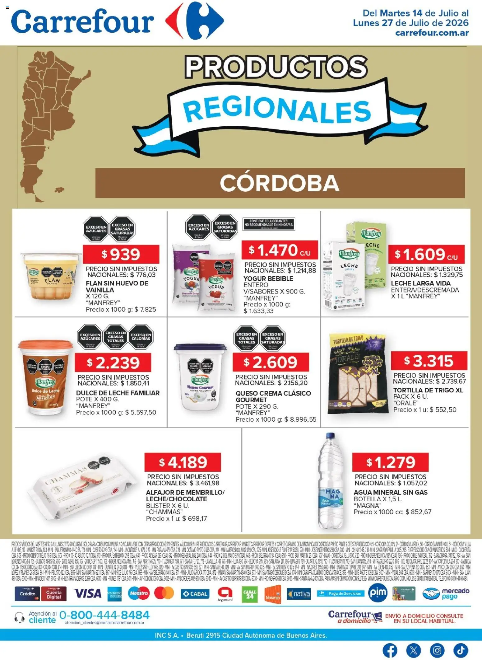 Carrefour - Productos Regionales | Córdoba │ válido desde el 14/07/2026 | Página: 1 | Productos: Botella, Huevo, Queso, Alfajor
