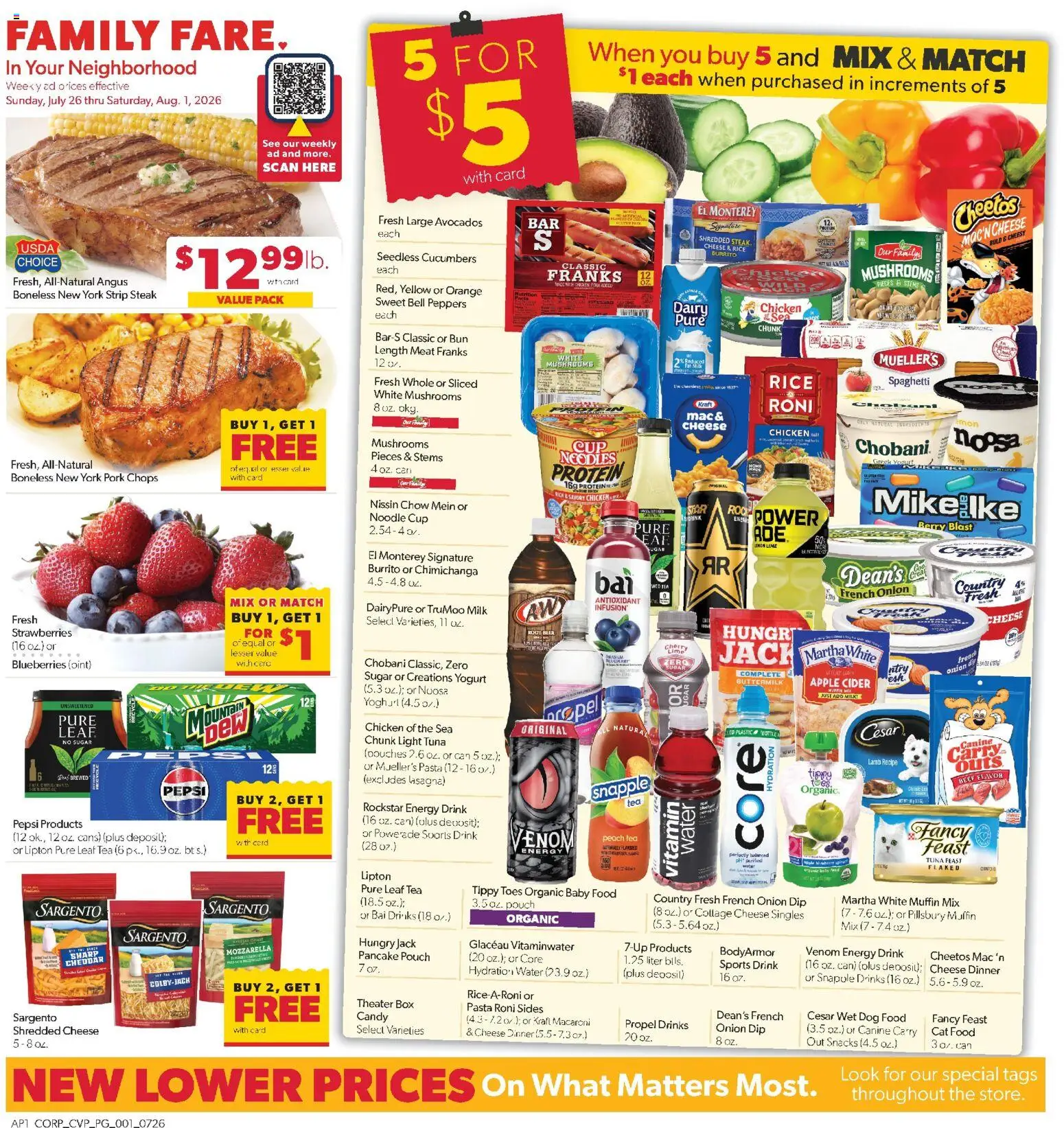 Family Fare Weekly Ad - valid from 07/26/2026 | Page: 1 | Products: Cider, Dog Food, Beef, Muffin
