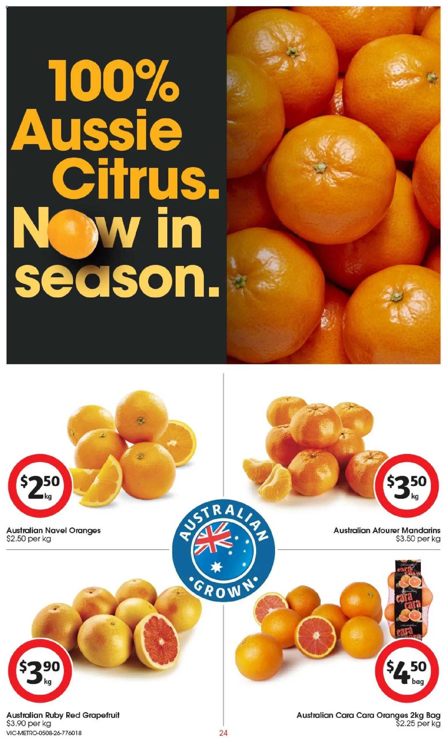 Coles catalogue - valid from 05/08/2026 | Page: 24 | Products: Oranges, Mandarins, Grapefruit, Bag