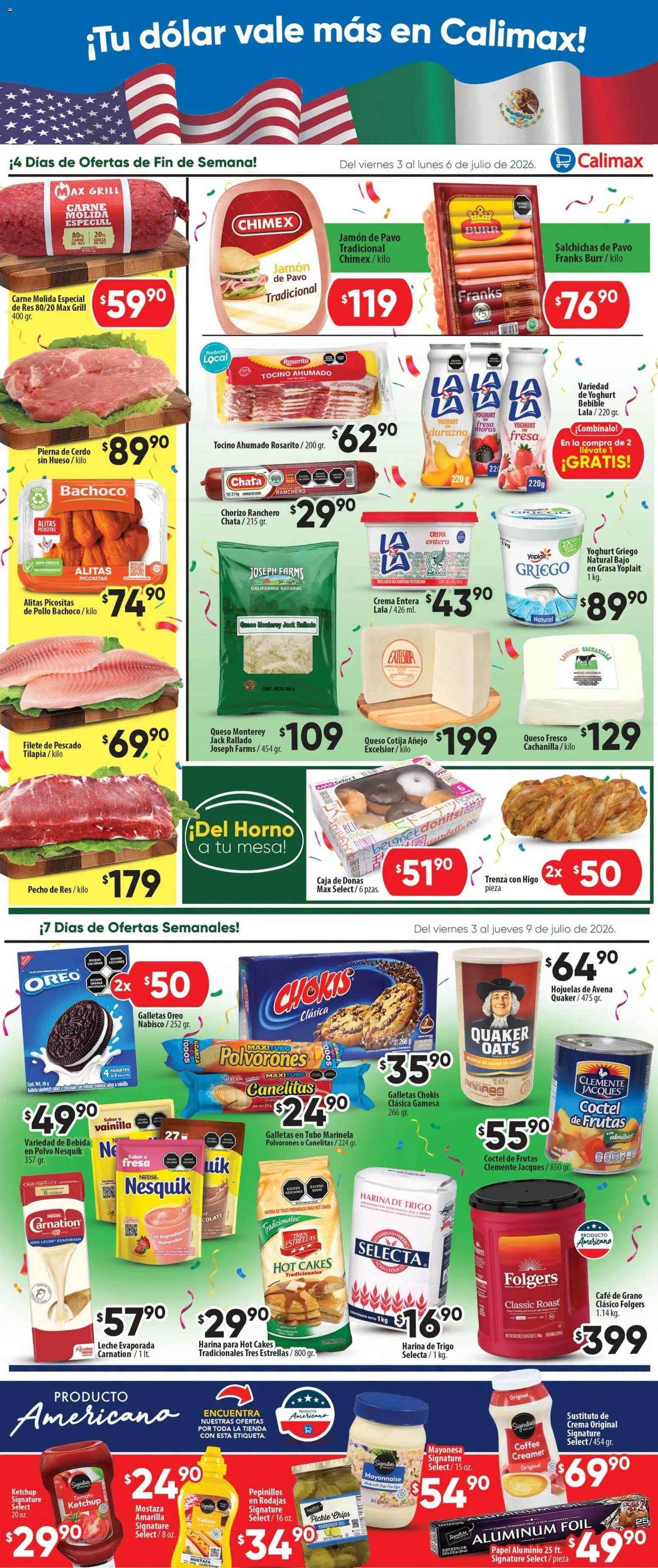 Nuevas ofertas de Calimax válidas en toda la República Mexicana desde el 03/07/2026. ¡Encuentra las mejores ofertas en Calimax folleto Mexicali y SLRC! | Página: 2 | Productos: Pollo, Leche, Chocolate, Polvo