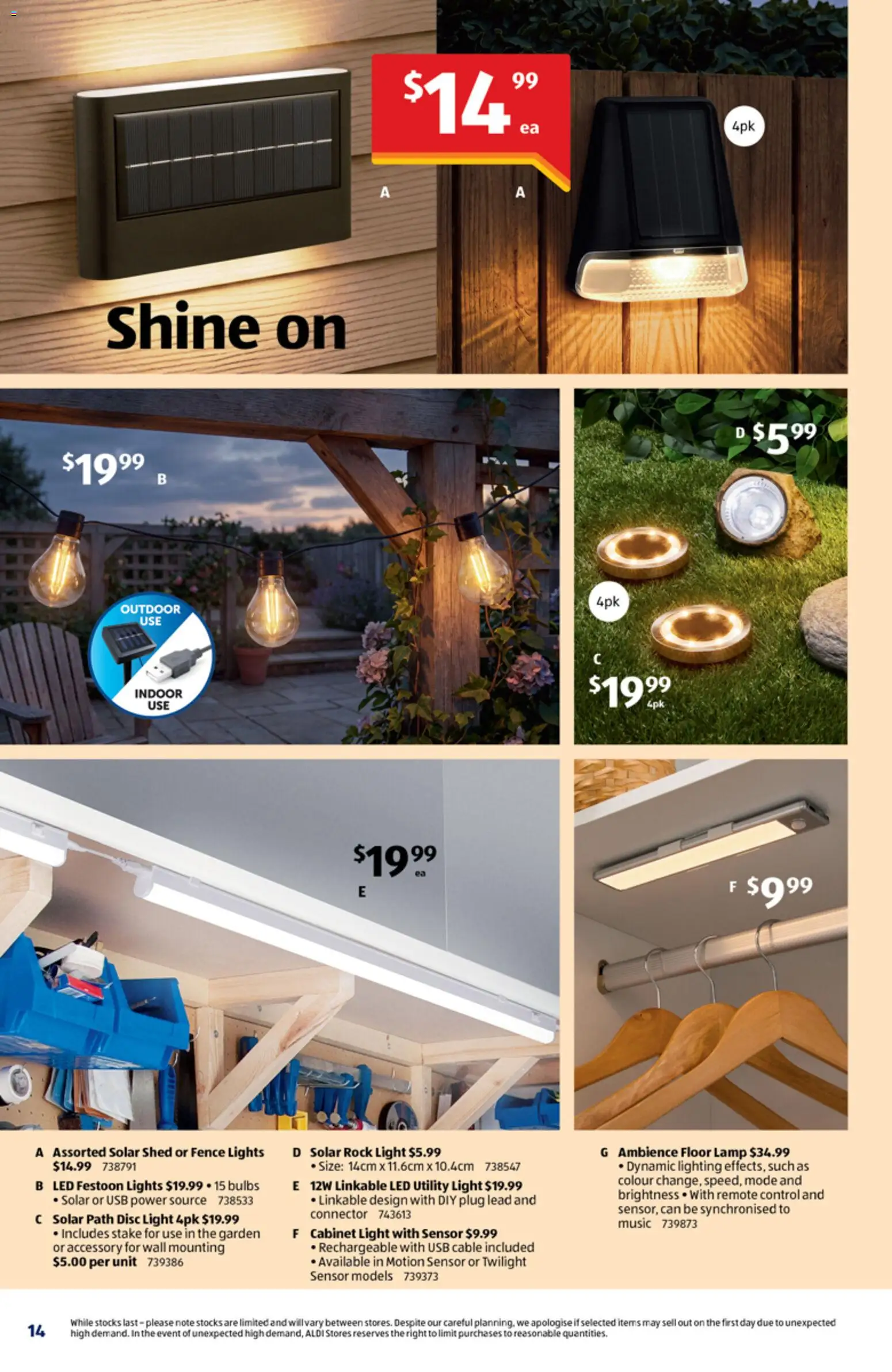Aldi catalogue - valid from 30/09/2026 | Page: 14 | Products: Light, Shed, Floor lamp, Remote control