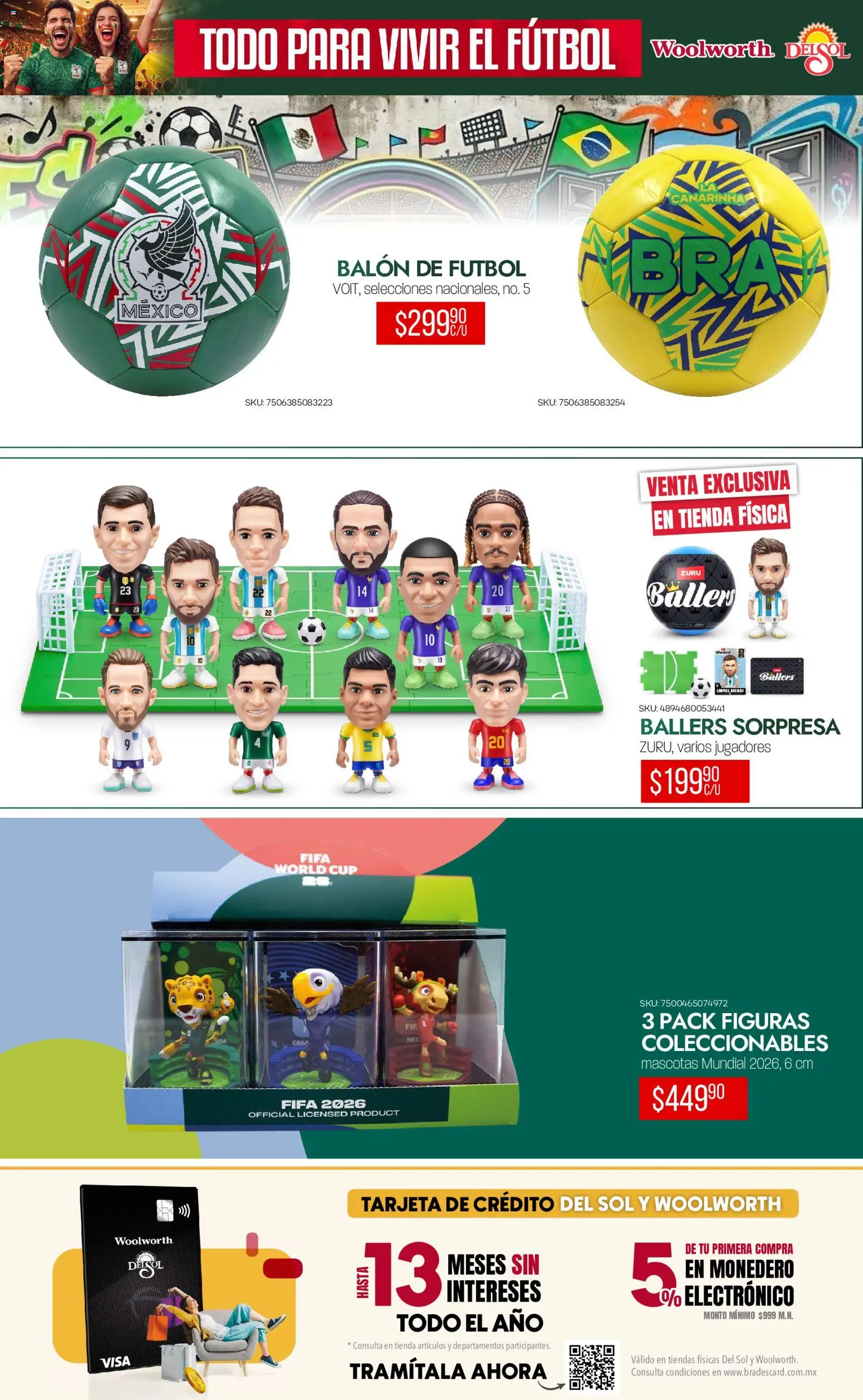 Nuevas ofertas de Del Sol y Woolworth válidas en toda la República Mexicana desde el 14.05.2026. ¡Encuentra las mejores ofertas en Del Sol y Woolworth catálogo Todo para vivir el fútbol ! | Página: 11 | Productos: Monedero