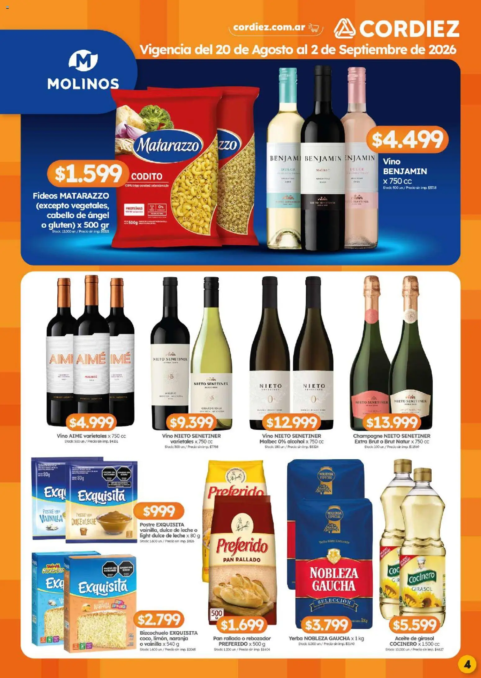 Cordiez ofertas │ válido desde el 20/08/2026 | Página: 4 | Productos: Mate, Champagne, Pan, Pan rallado