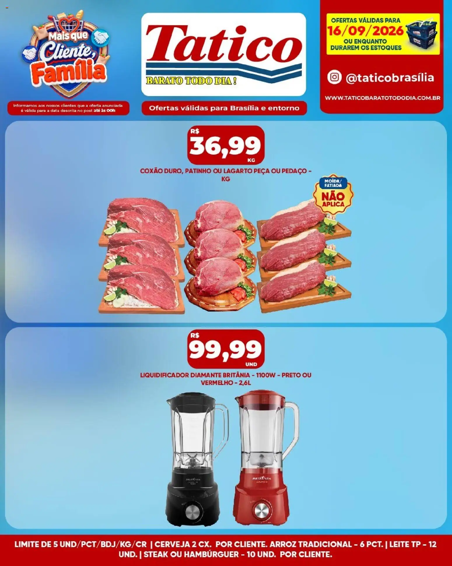 Tatico Folheto - válido de 16/09/2026 | Página: 13 | Produtos: Steak, Leite, Cerveja, Arroz