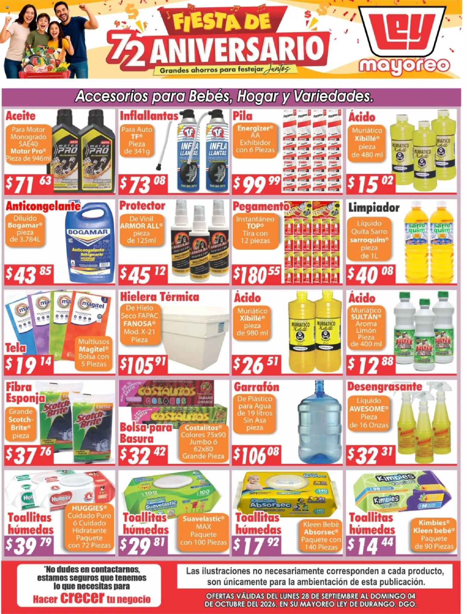 Nuevas ofertas de Casa Ley válidas en toda la República Mexicana desde el 28/09/2026. ¡Encuentra las mejores ofertas en Casa Ley folleto Durango! | Página: 1 | Productos: Esponja, Pegamento, Limpiador, Hielo