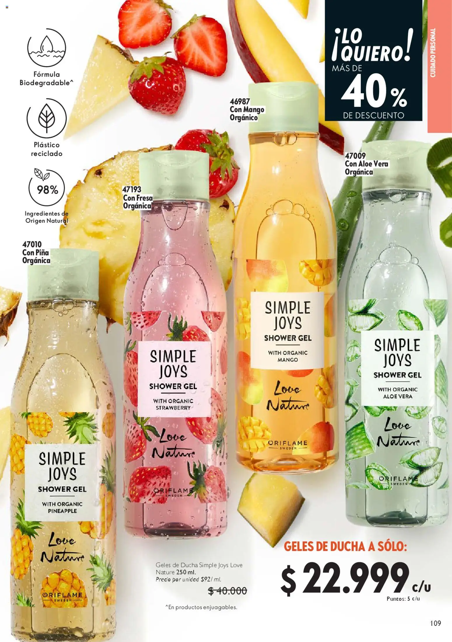 Oriflame revista - valida desde el 28.03.2026 | Página: 109 | Productos: Fresa, Mango, Ducha, Loción tonificante