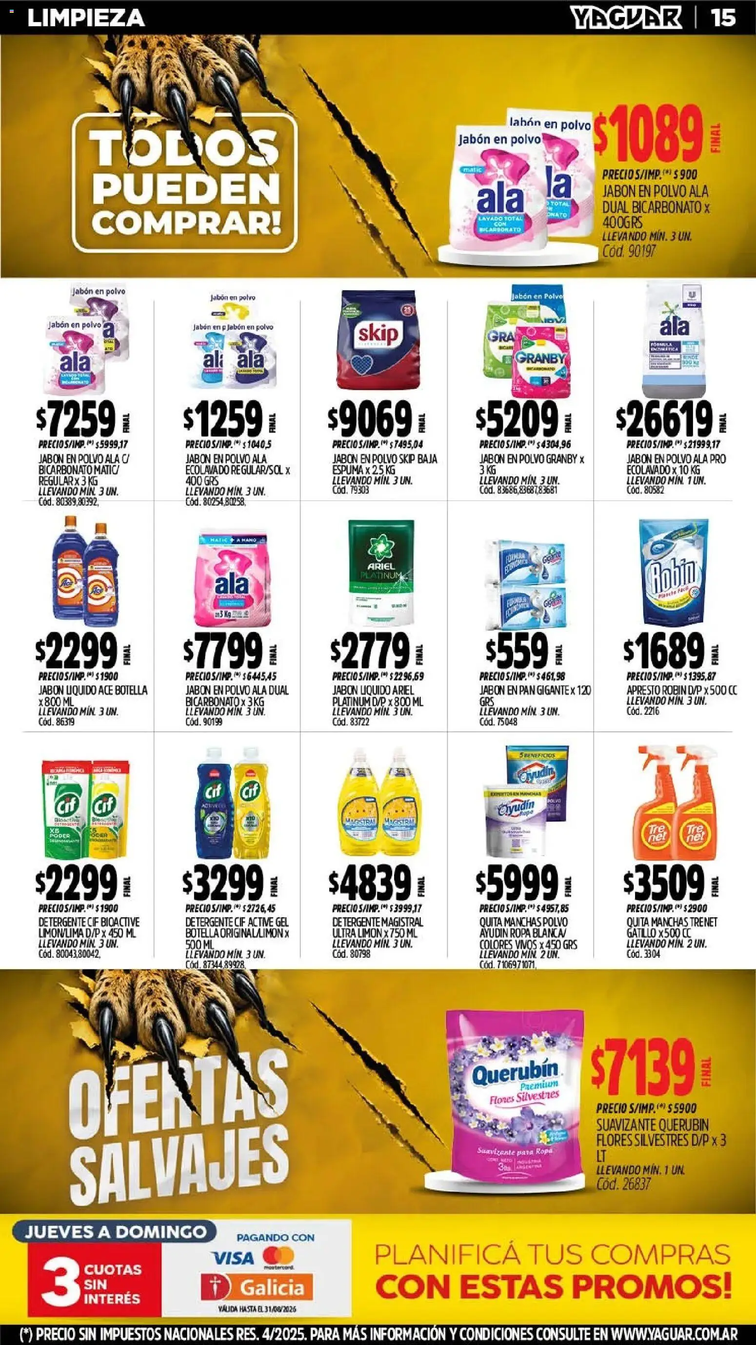 Yaguar - Oferta Semanal Santa Fé │ válido desde el 03/08/2026 | Página: 16 | Productos: Polvo, Jabón, Limón, Suavizante
