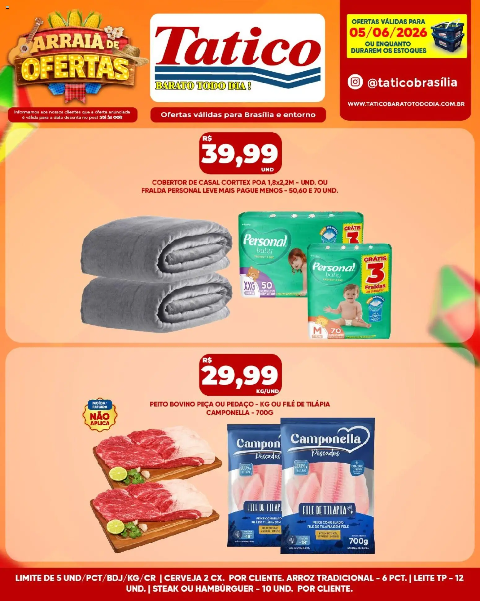Tatico Folheto - válido de 05.06.2026 | Página: 15 | Produtos: Cobertor, Tilápia, Poá, Cerveja