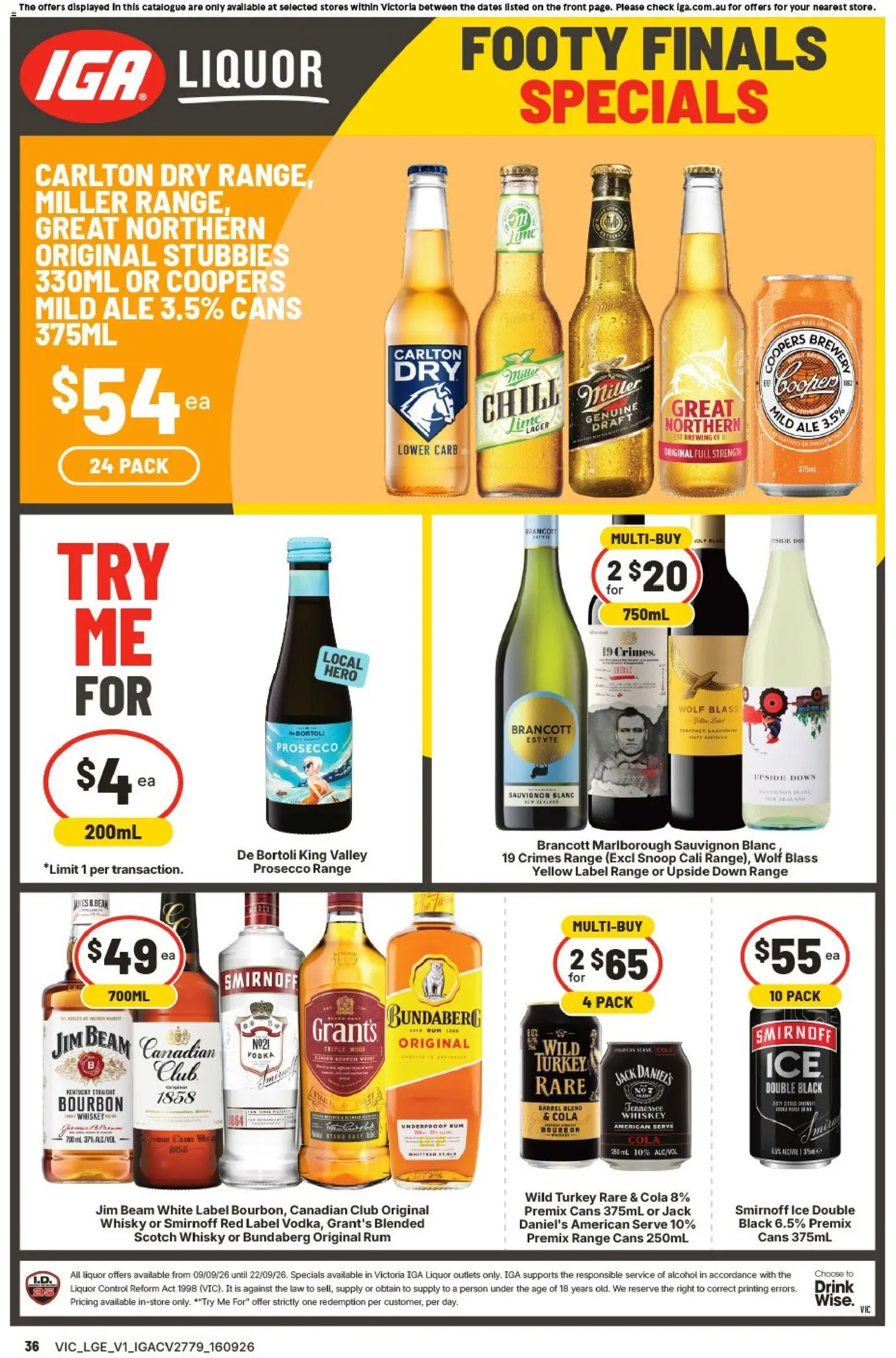 IGA catalogue - valid from 16/09/2026 | Page: 2 | Products: Alcohol, Bourbon, Prosecco, Scotch