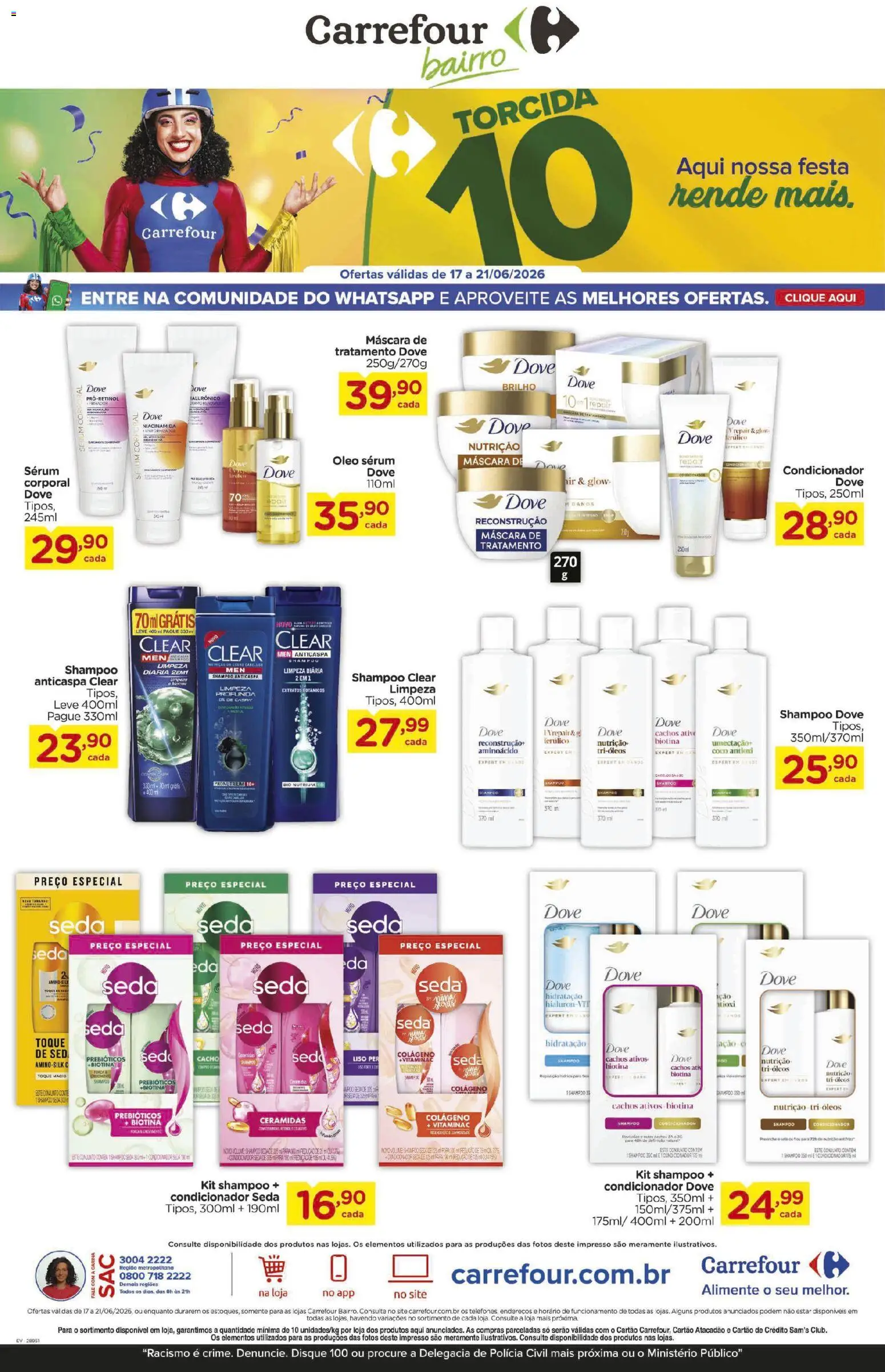 Carrefour Bairro Folheto - válido de 17.06.2026 | Página: 1 | Produtos: Coco, Shampoo, Óleo, Dove