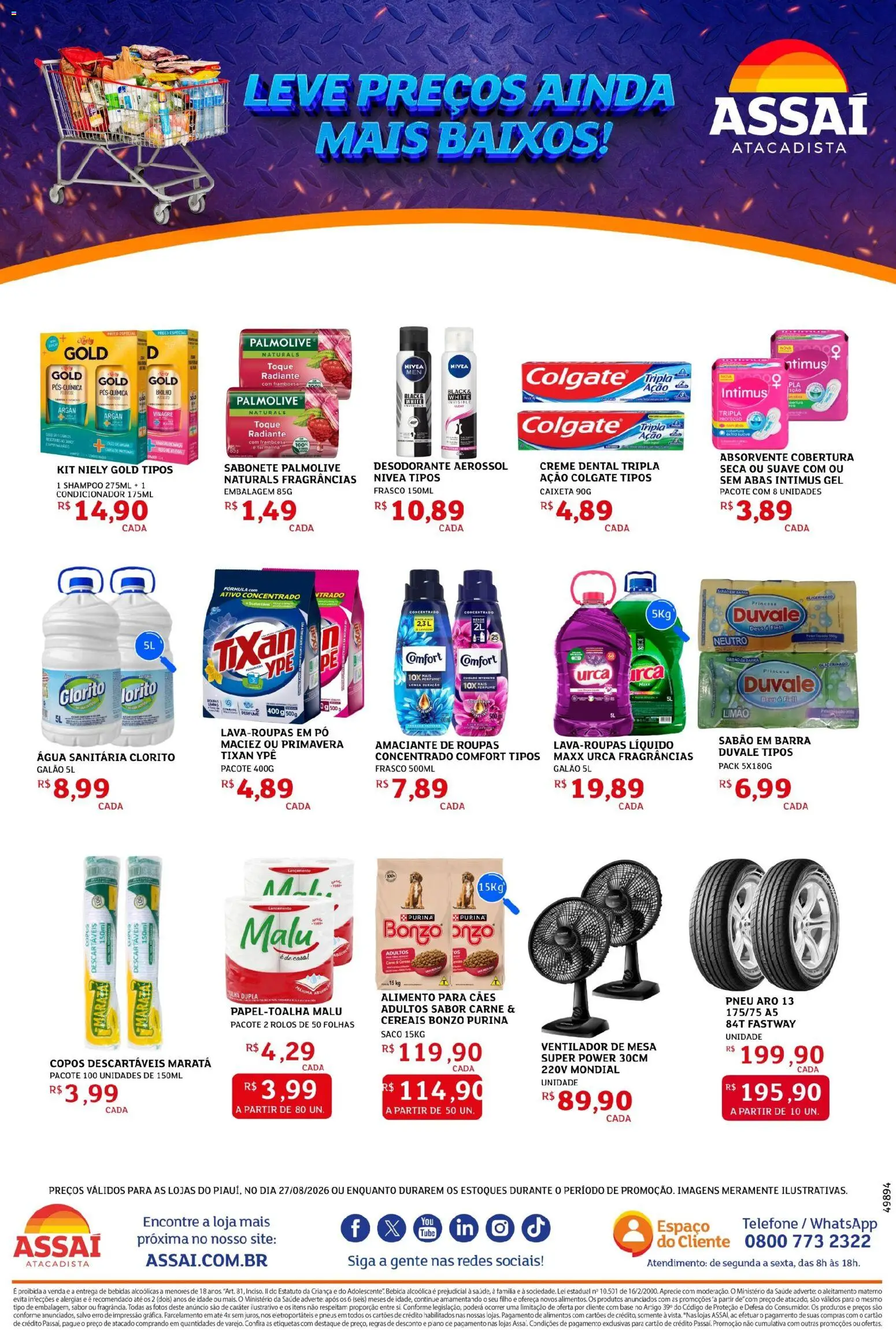 Assaí Atacadista Folheto - válido de 27/08/2026 | Página: 2 | Produtos: Ventilador de mesa, Pneus, Creme, Creme dental