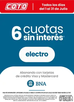 Vista previa Coto - BNA Electro Julio válido desde el 01/07/2026
