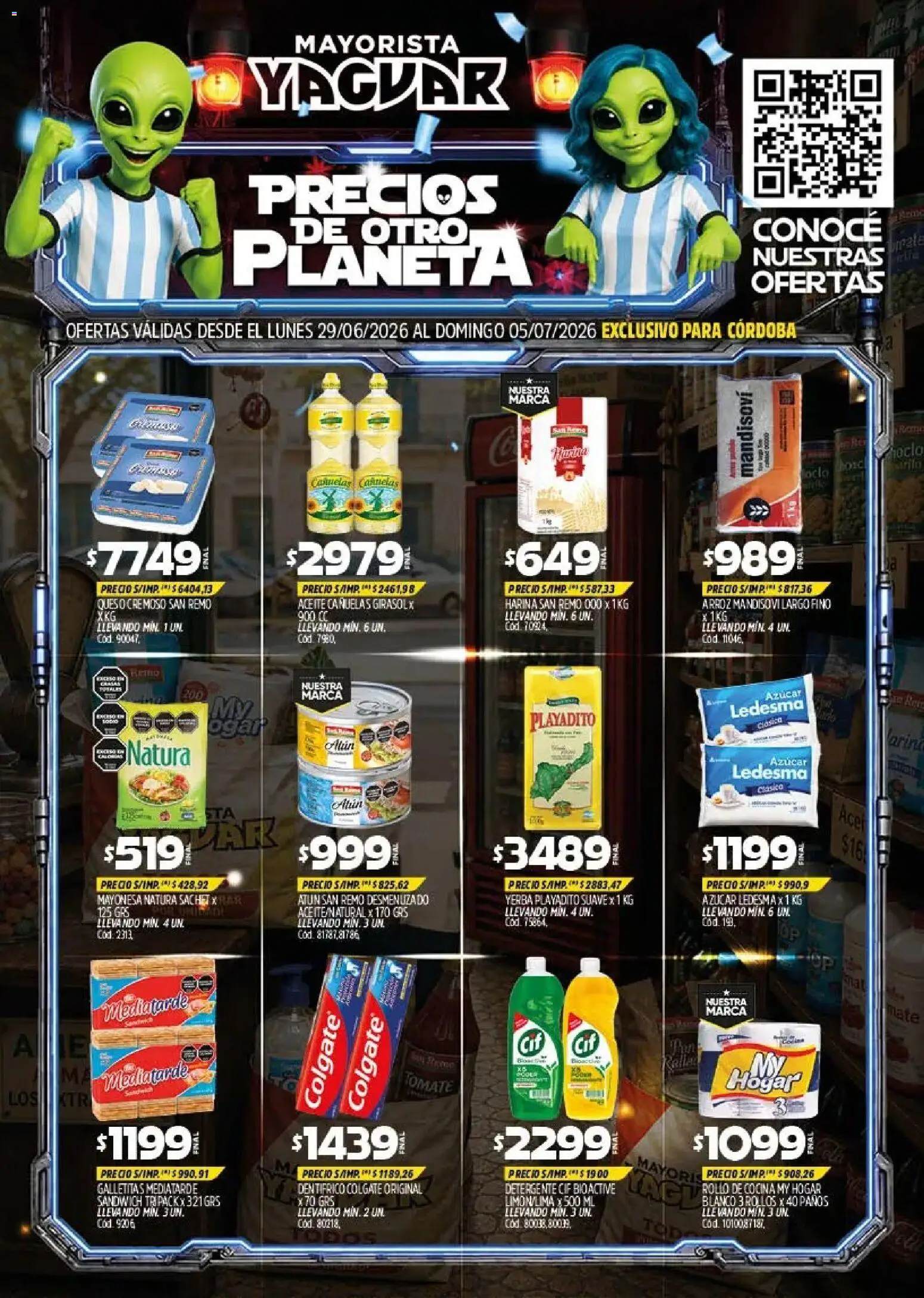 Yaguar - Oferta Semanal Córdoba │ válido desde el 29/06/2026 | Página: 1 | Productos: Aceite, Atún, Queso, Arroz