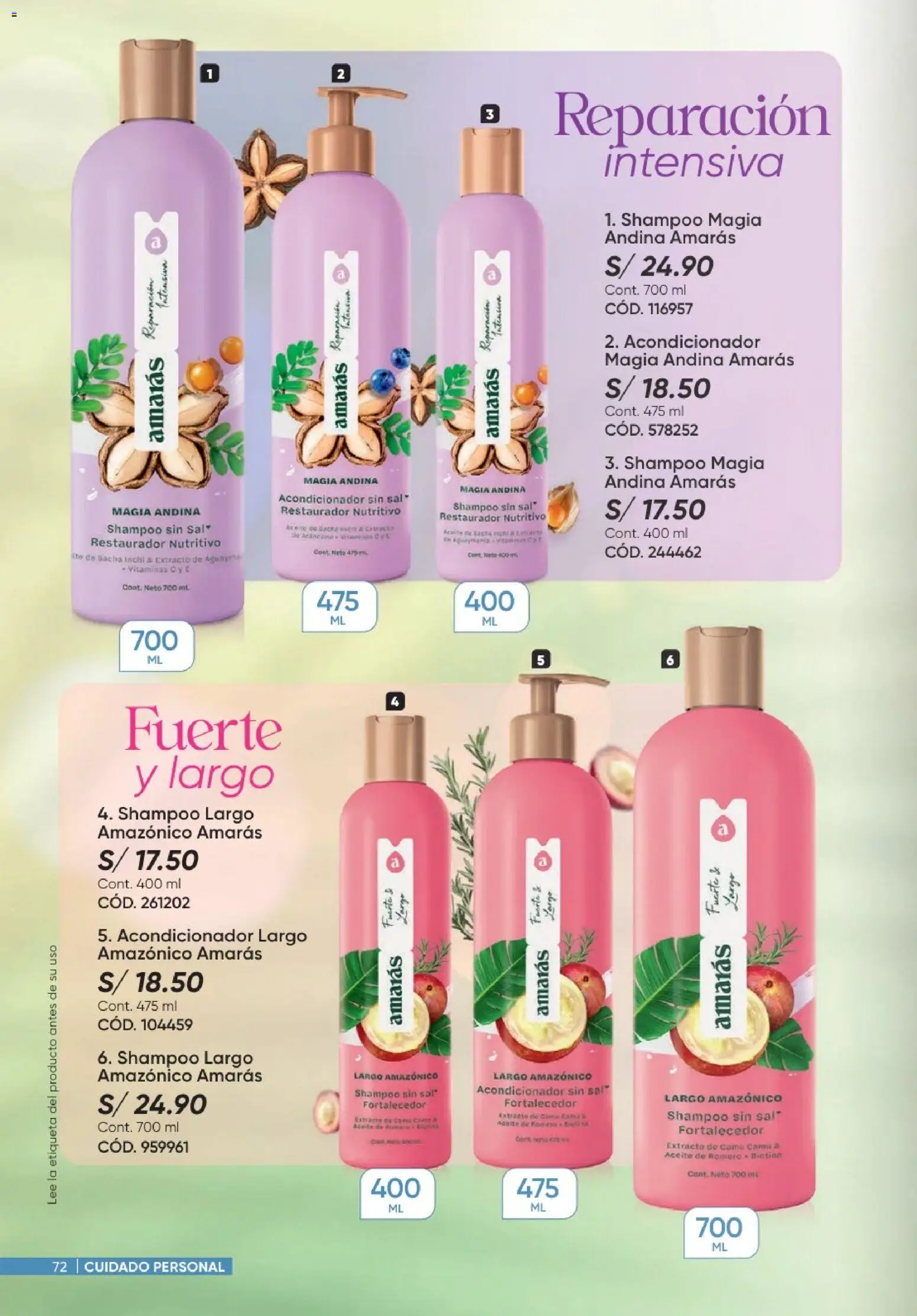 Catálogo Azzorti válido desde 20/09/2026 | Página: 72 | Productos: Shampoo, Acondicionador, Sal, Aceite