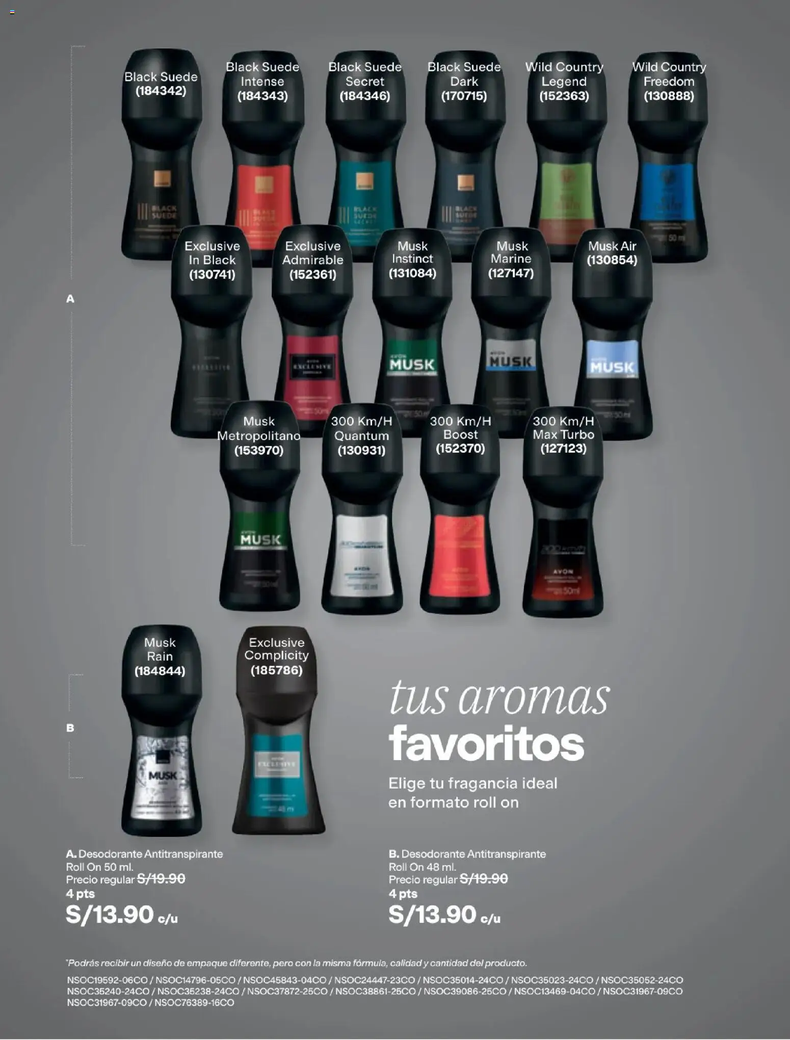 Catálogo Avon válido desde 15/09/2026 | Página: 156 | Productos: Desodorante, Antitranspirante, Empaque, Fragancia