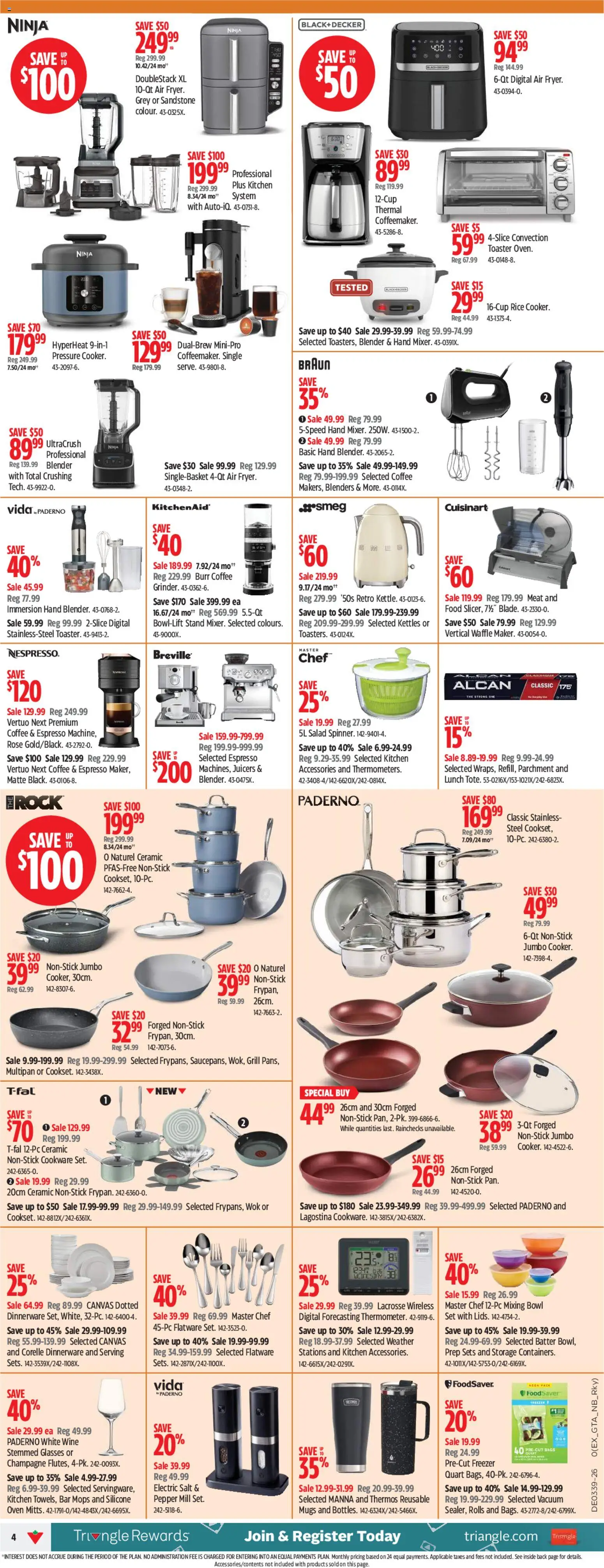 Canadian Tire flyer valid from Sep 24, 2026 | Page: 4 | Products: Glasses, Salad, Oven, Food
