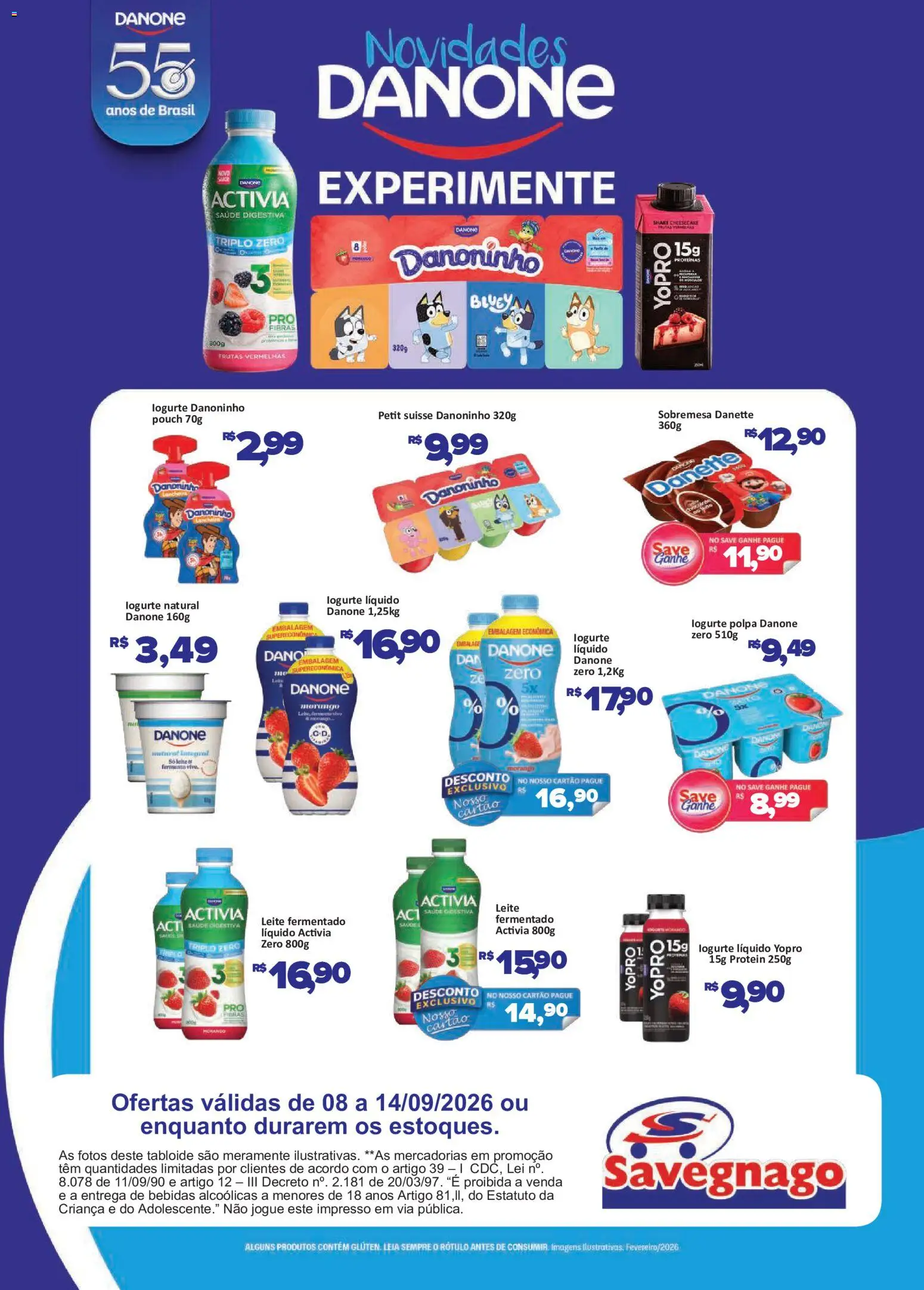 Savegnago Folheto - válido de 08/09/2026 | Página: 1 | Produtos: Frutas vermelhas, Bebidas, Leite, Leite fermentado