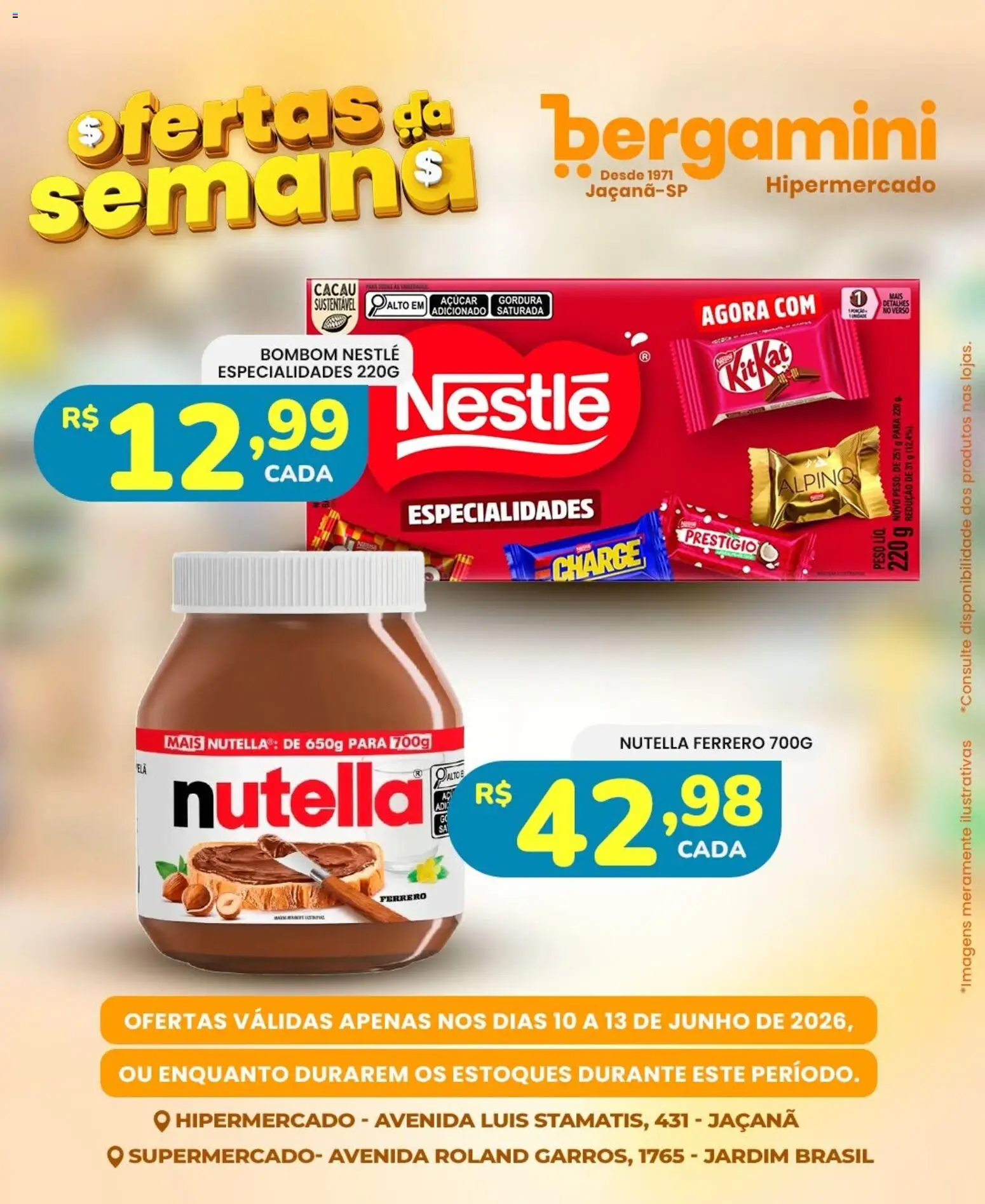 Supermercado Bergamini Folheto - válido de 10.06.2026 | Página: 10 | Produtos: Açúcar, Bombom