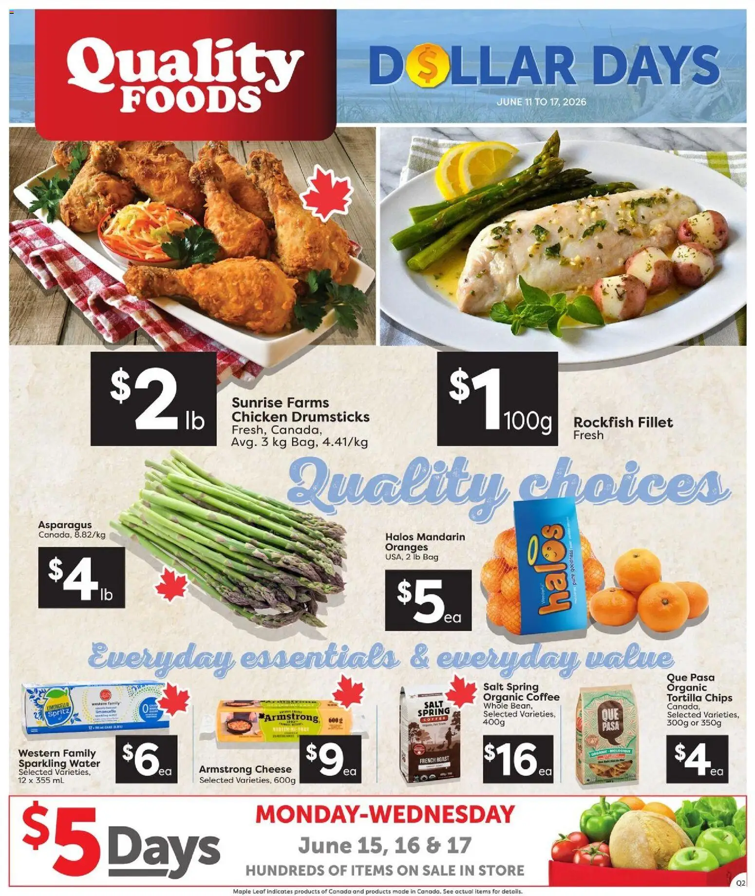 Quality Foods flyer valid from 11.06.2026 | Page: 1 | Products: Chips, Cheese, Coffee, Chicken