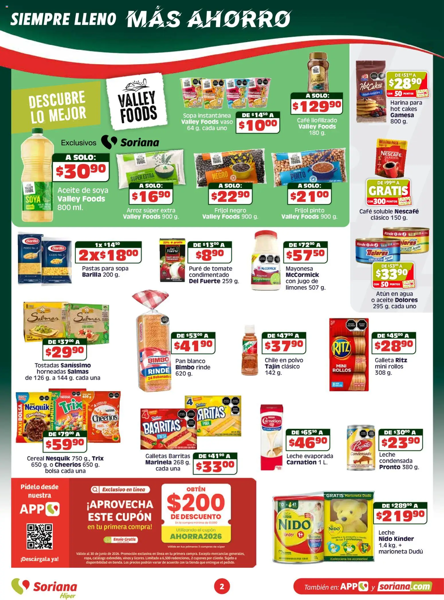 Nuevas ofertas de Soriana válidas en toda la República Mexicana desde el 07.05.2026. ¡Encuentra las mejores ofertas en Soriana folleto! | Página: 2 | Productos: Agua, Aceite, Arroz, Galletas
