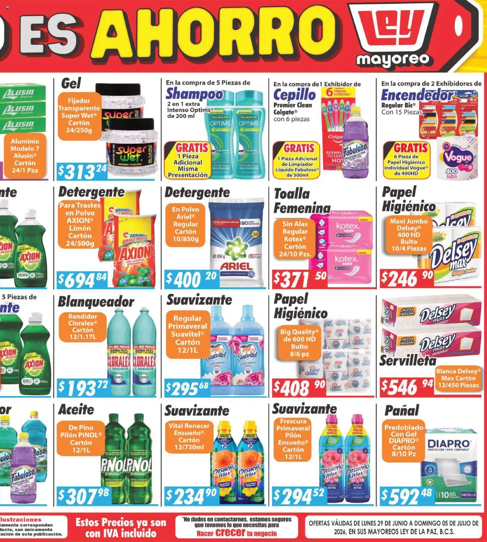 Nuevas ofertas de Casa Ley válidas en toda la República Mexicana desde el 29/06/2026. ¡Encuentra las mejores ofertas en Casa Ley folleto La Paz! | Página: 6 | Productos: Cepillo, Suavizante, Toalla, Desinfectante