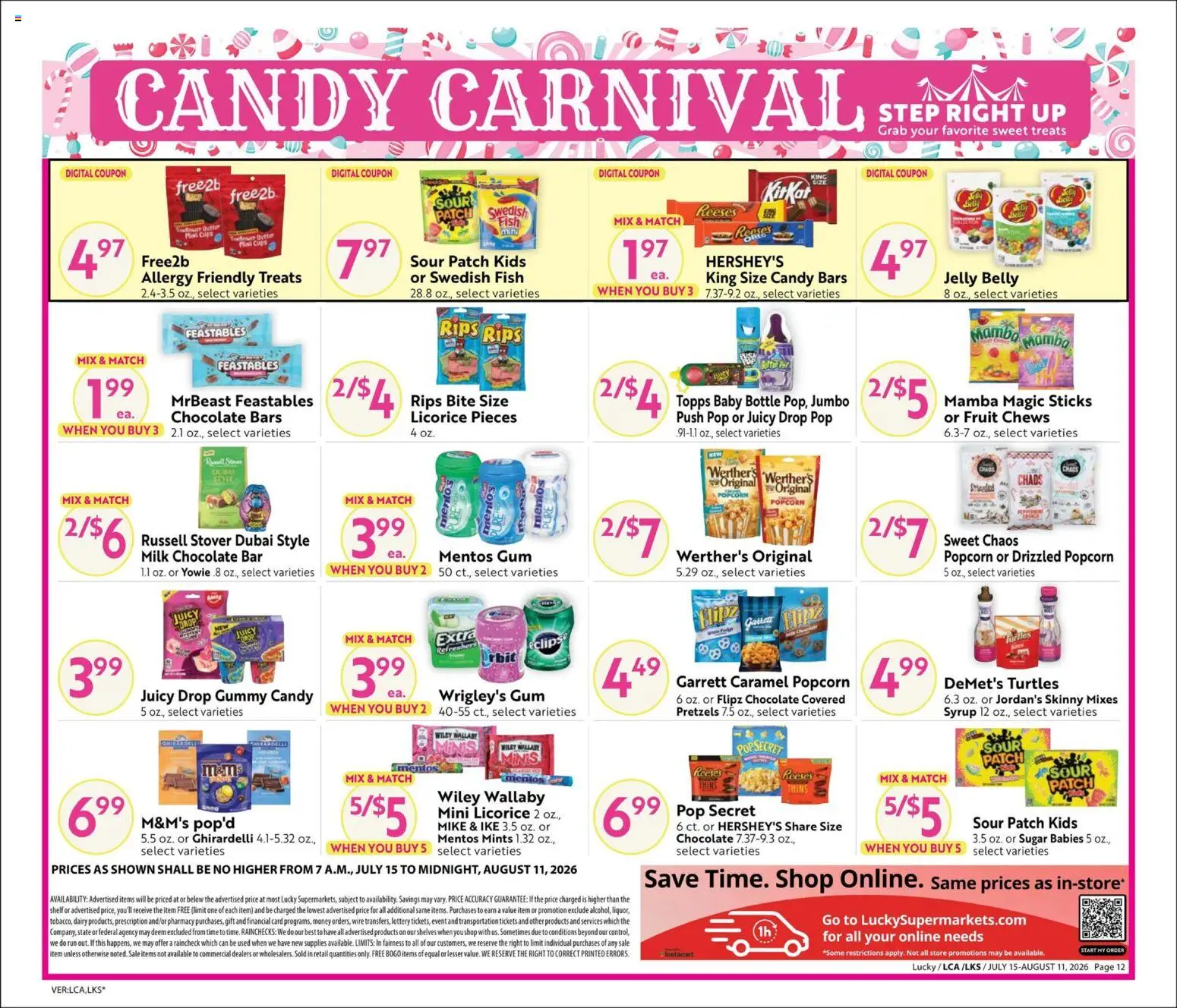 Lucky Supermarkets Online Savings Guide - CA - valid from 07/15/2026 | Page: 12 | Products: Shelf, Chocolate, Fish, Sugar