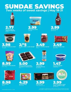 Preview of HyVee weekly ads valid from 18.05.2026 | Page: 23 | Products: Chocolate, Strawberries, Pumpkin, 2人掛けソファ