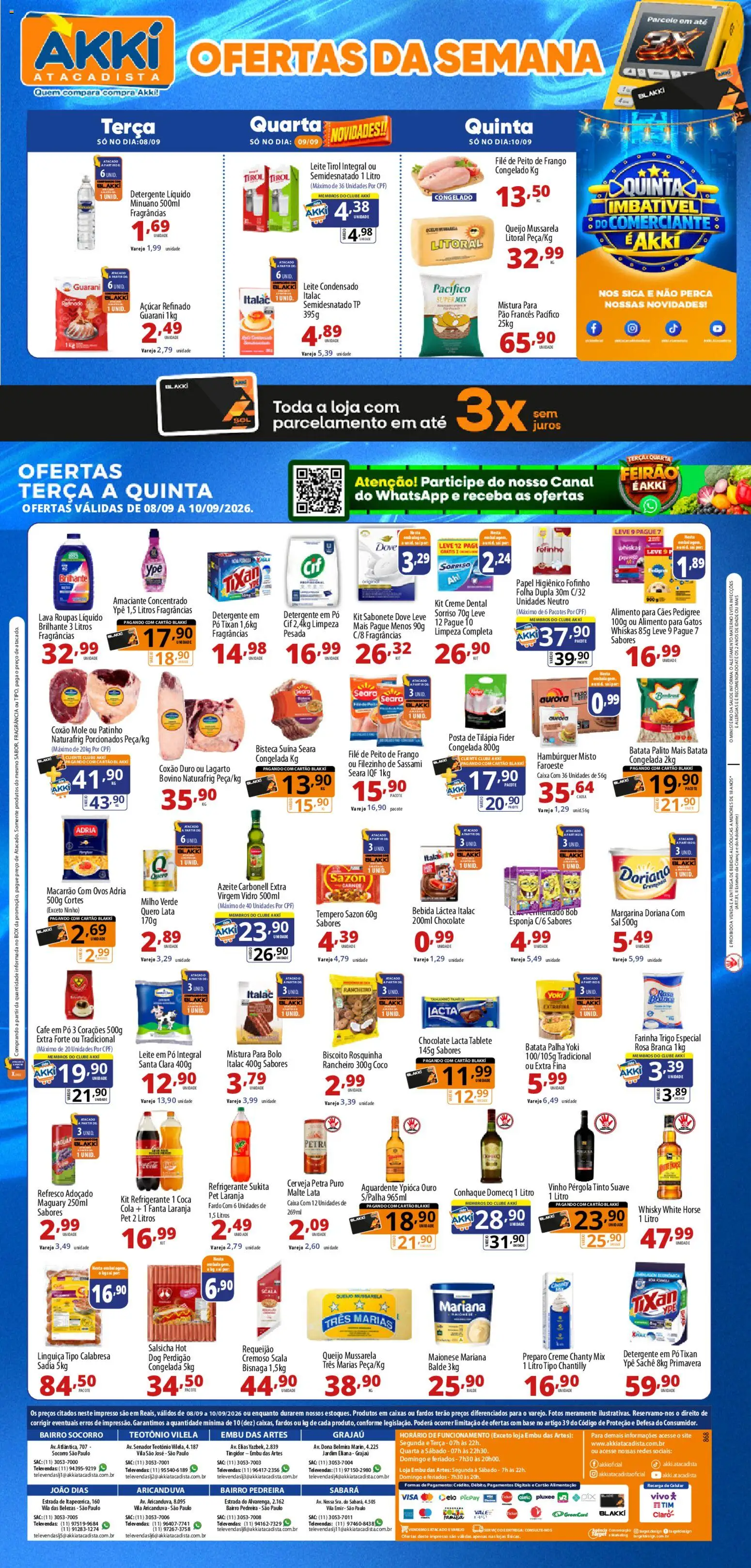 Akki Atacadista Folheto - válido de 08/09/2026 | Página: 1 | Produtos: Celular, Coxão mole, Chocolate, Azeite