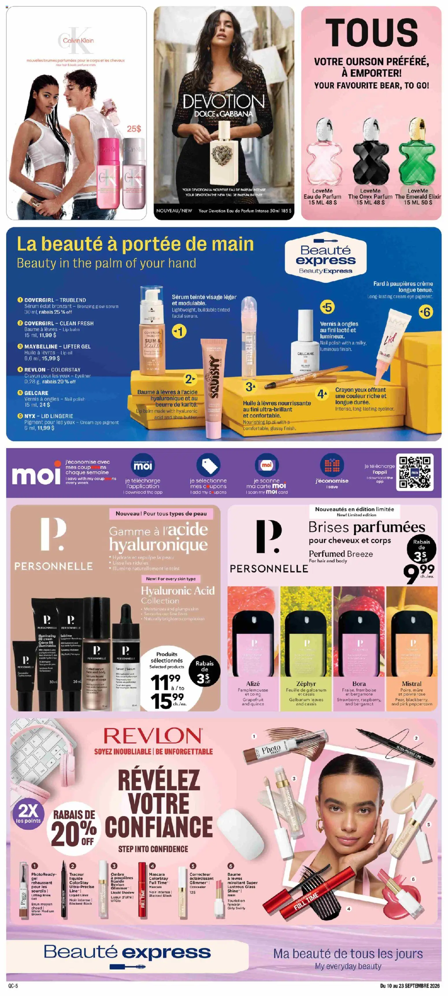Jean Coutu flyer valid from Sep 10, 2026 | Page: 5 | Products: Grapefruit, Mascara, Eyeliner, Oil
