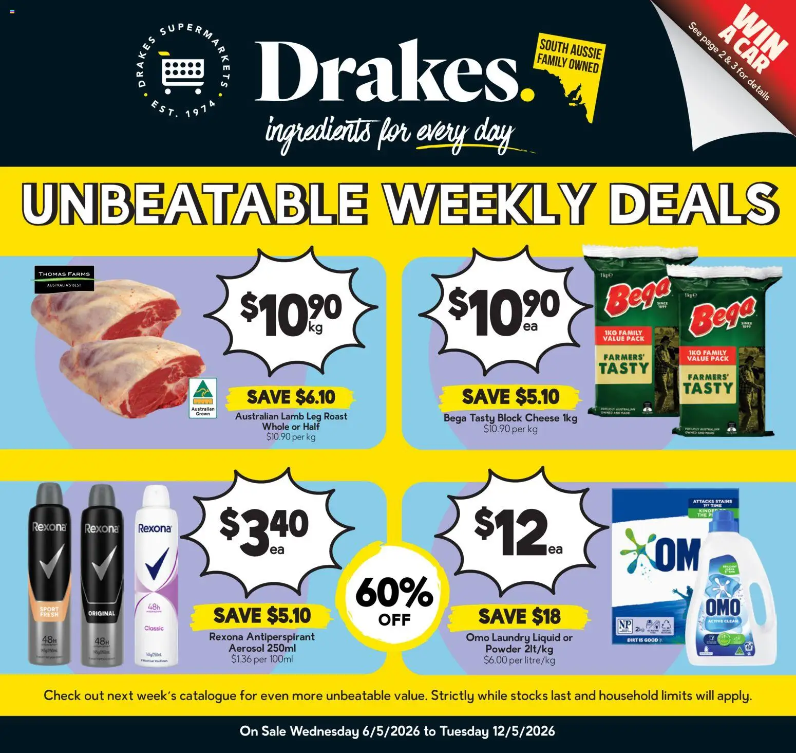 Drakes catalogue - valid from 06.05.2026 | Page: 1 | Products: Household, Powder, Cheese, Lamb