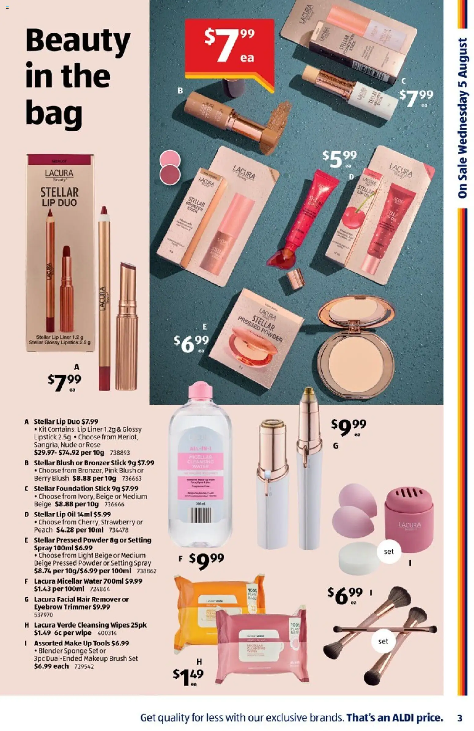 Aldi catalogue - valid from 05/08/2026 | Page: 3 | Products: Light, Makeup, Foundation, Tools