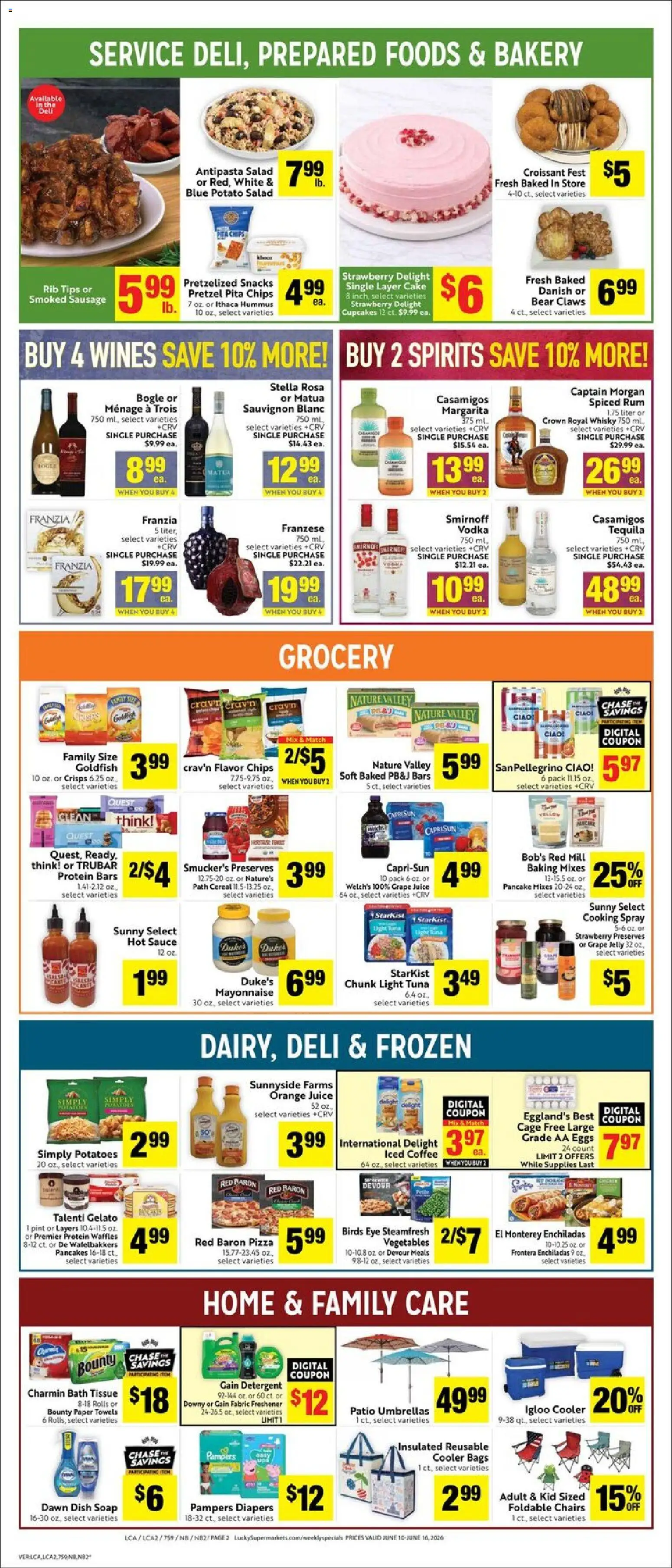 Lucky Supermarkets Weekly - CA - valid from 10.06.2026 | Page: 2 | Products: Bath, Salad, Sauce, Sausage