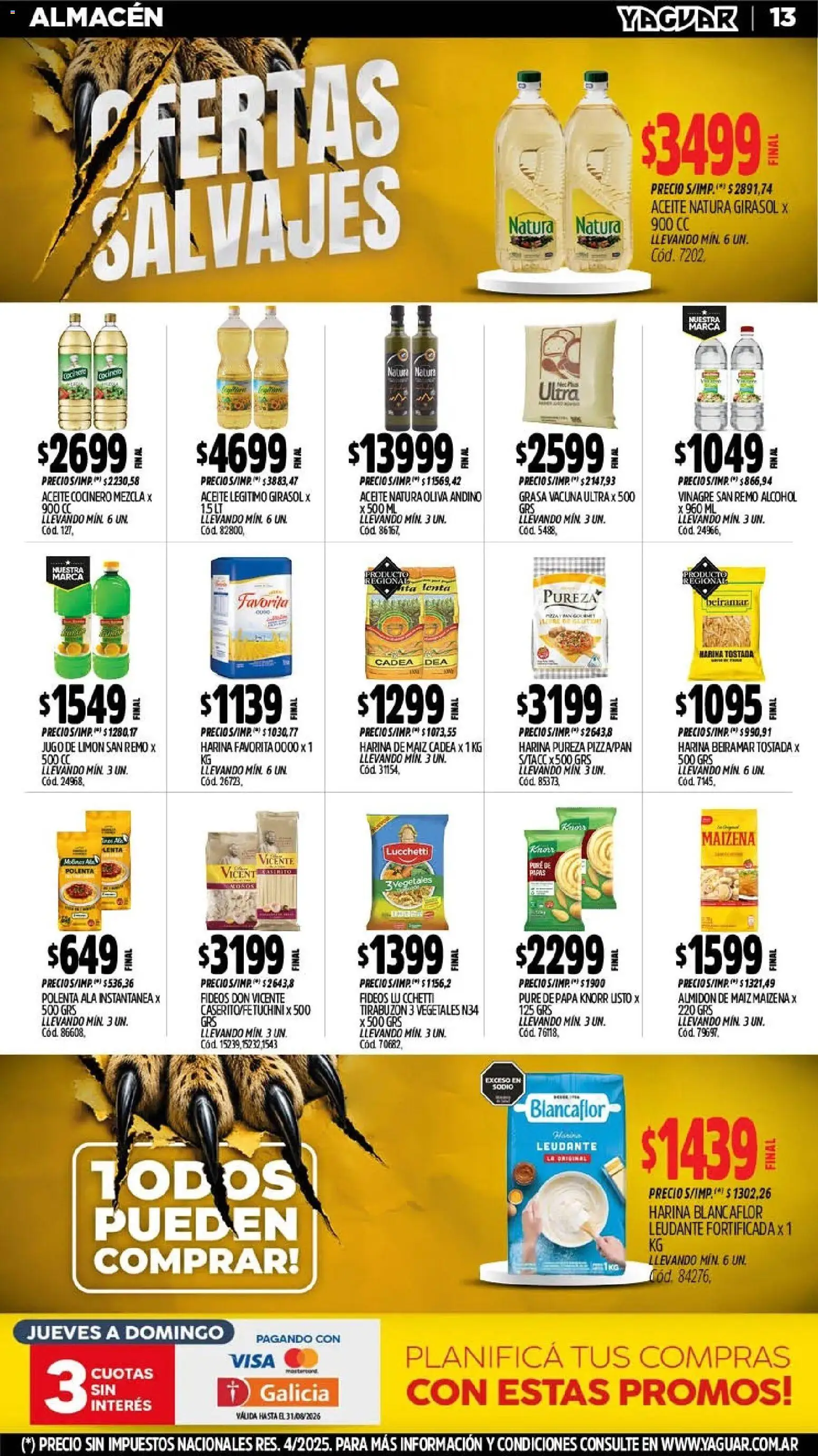 Yaguar - Oferta Semanal Neuquen │ válido desde el 10/08/2026 | Página: 14 | Productos: Jugo de limón, Maiz, Papas, Oliva