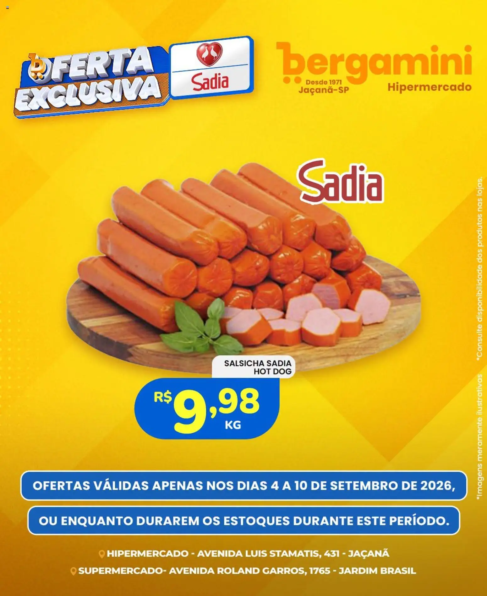 Supermercado Bergamini Folheto - válido de 04/09/2026 | Página: 3 | Produtos: Salsicha