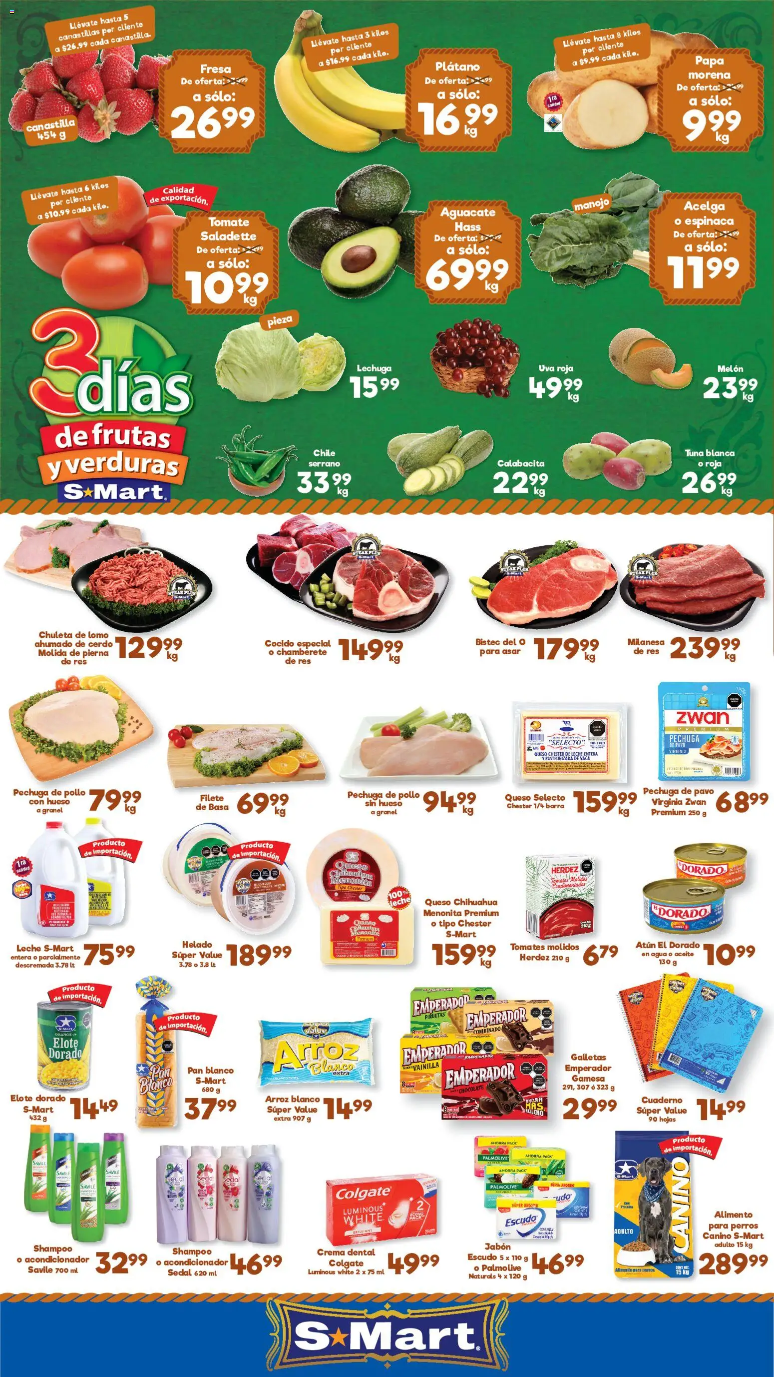 Nuevas ofertas de S-Mart válidas en toda la República Mexicana desde el 28/07/2026. ¡Encuentra las mejores ofertas en S-Mart folleto Matamoros! | Página: 1 | Productos: Milanesa, Papa, Arroz, Tomates