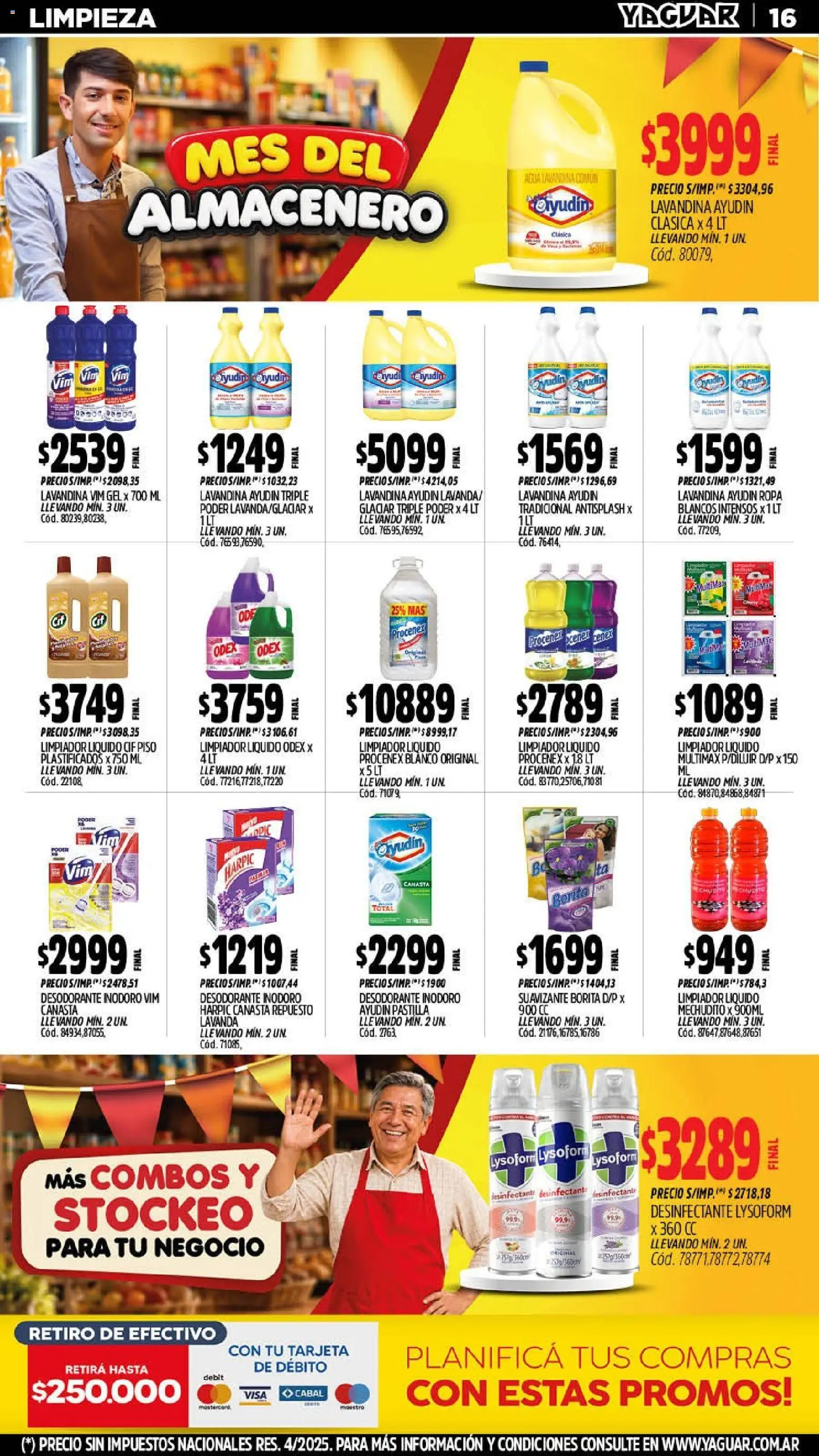Yaguar - Oferta Semanal Mendoza │ válido desde el 14/09/2026 | Página: 16 | Productos: Desinfectante, Inodoro, Agua, Canasta