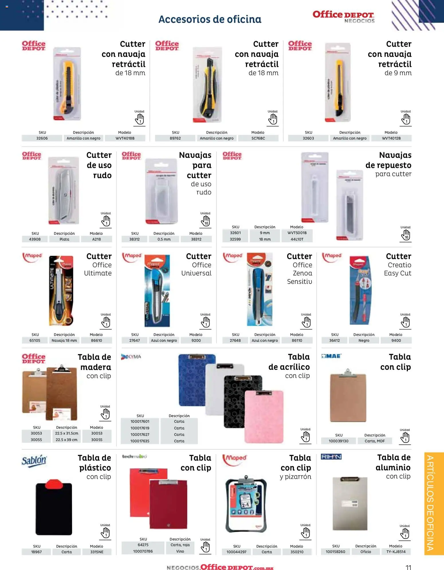 Nuevas ofertas de Office Depot válidas en toda la República Mexicana desde el 12/01/2026. ¡Encuentra las mejores ofertas en Office Depot catálogo 2026! | Página: 13 | Productos: Navaja, Cutter, Pizarrón, Accesorios de oficina