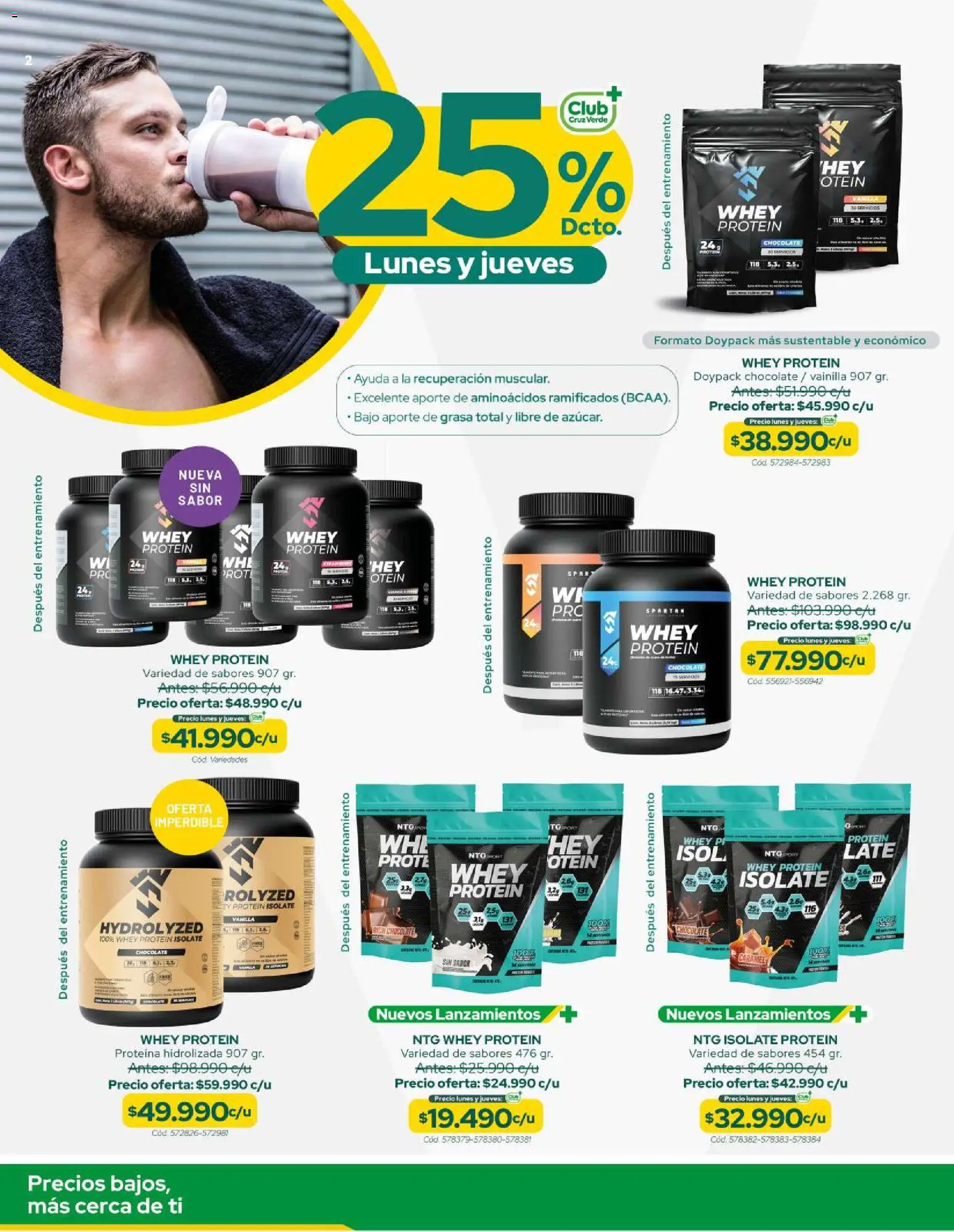 Cruz Verde - Nutrición Deportiva │ válido desde el 31.08.2026 | Página: 2 | Productos: Proteína, Vainilla, Chocolate, Bajo