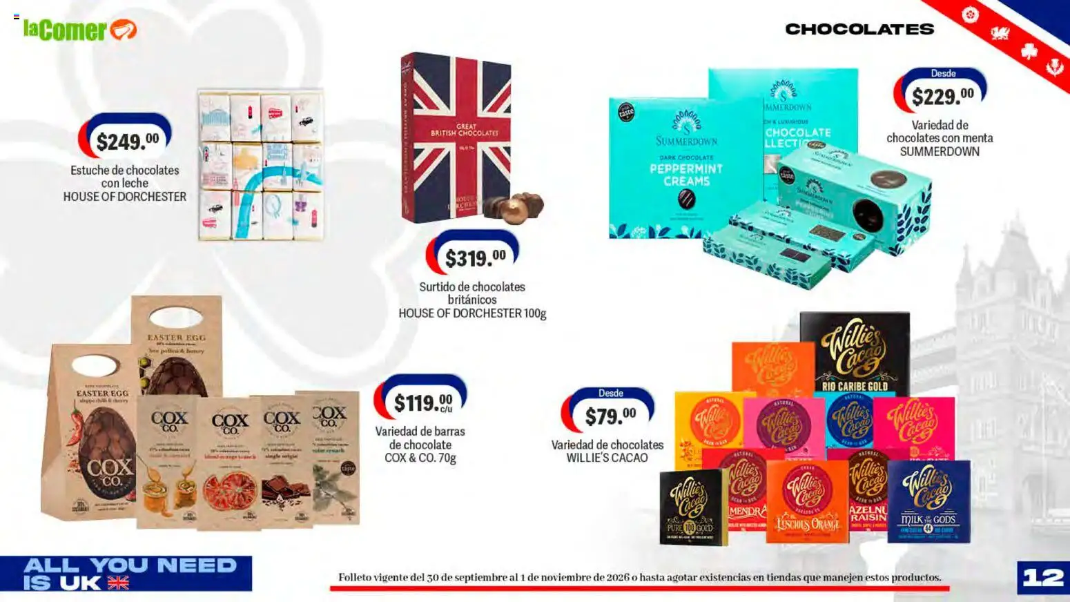 Nuevas ofertas de La Comer válidas en toda la República Mexicana desde el 30/09/2026. ¡Encuentra las mejores ofertas en La Comer folleto! | Página: 12 | Productos: Estuche, Chocolate, Cacao, Puré