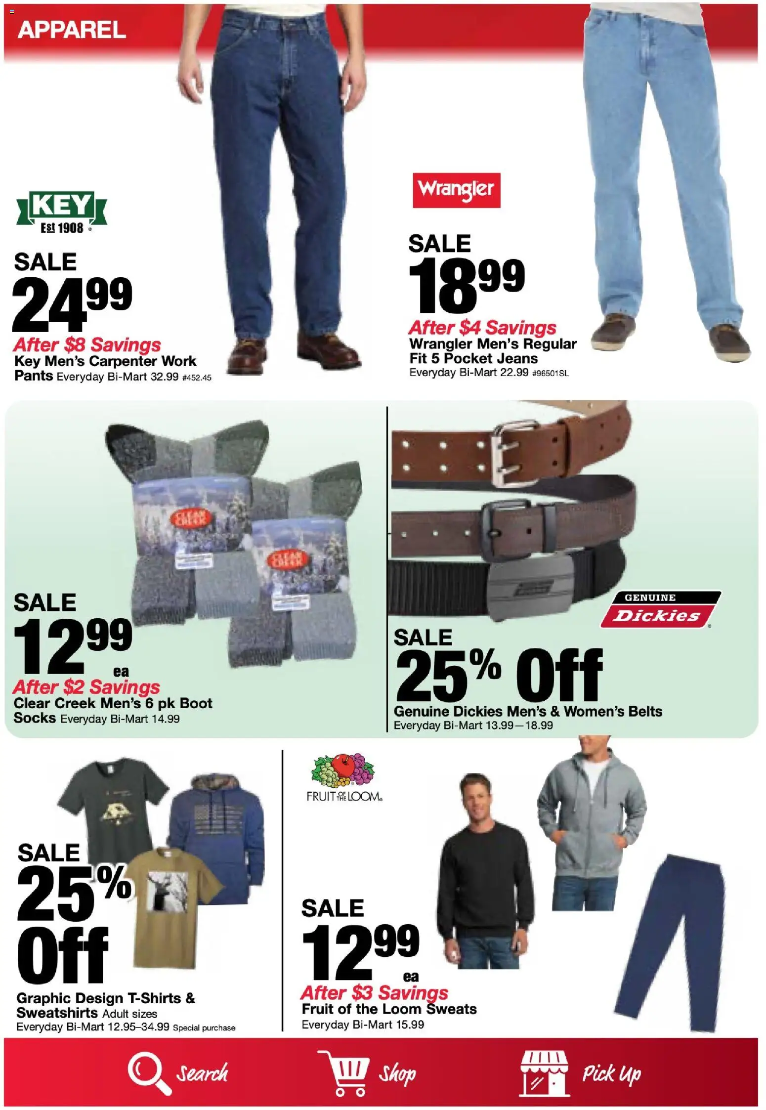 Bi-Mart Weekly Ad - valid from 08/18/2026 | Page: 9 | Products: Pants, Socks, Fruit, Jeans