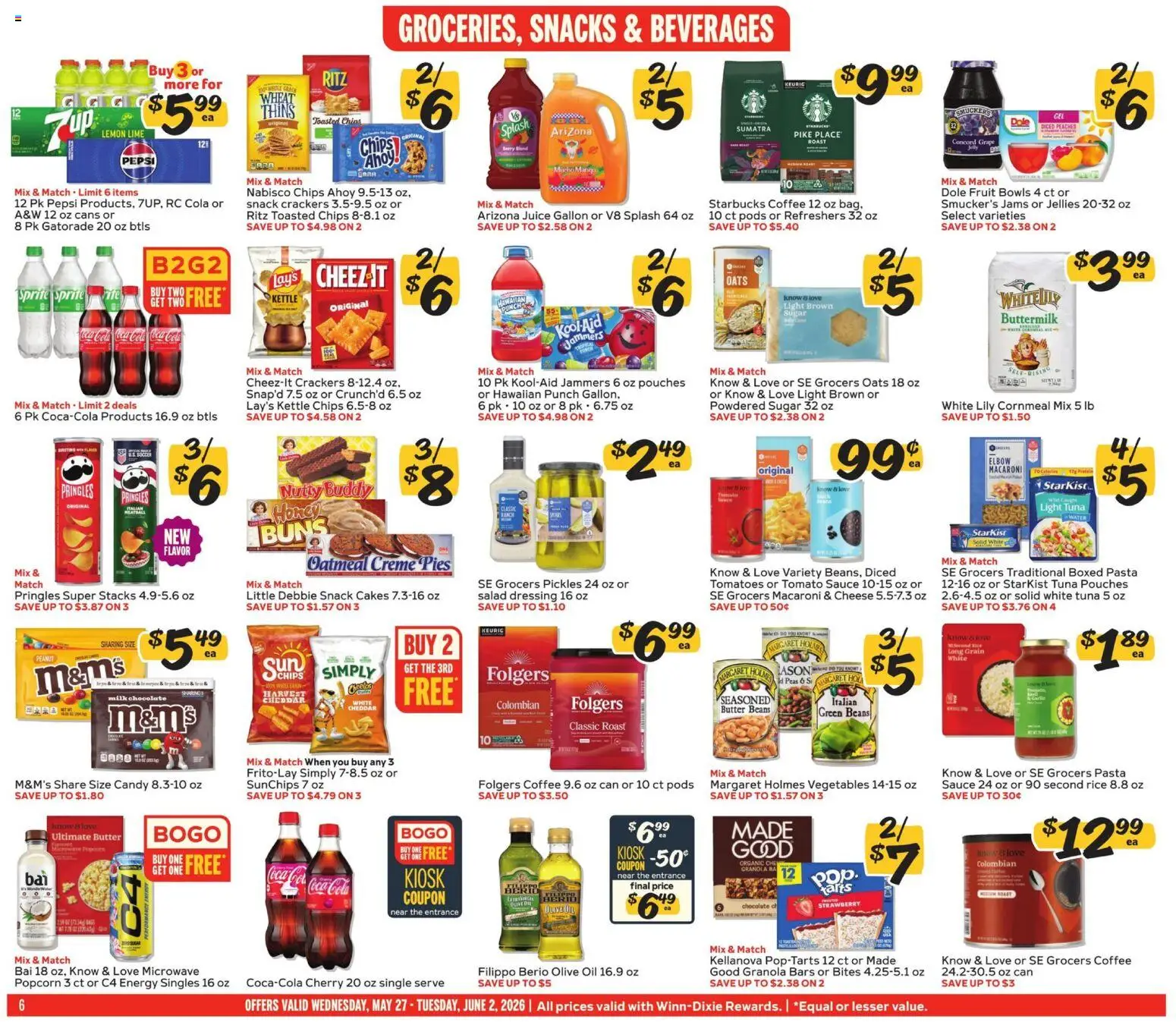Winn Dixie Weekly Ad - valid from 27.05.2026 | Page: 6 | Products: Water, Sauce, Lemon, Kettle