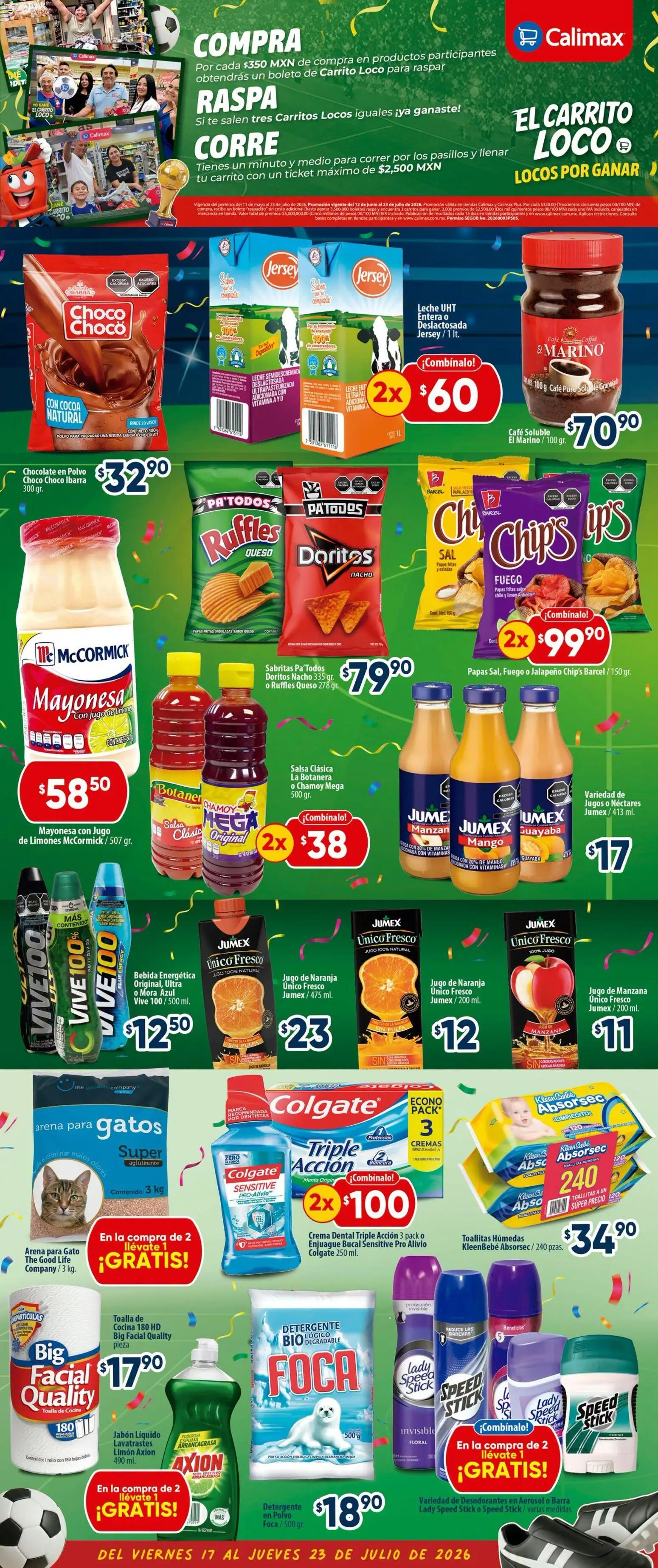 Nuevas ofertas de Calimax válidas en toda la República Mexicana desde el 17/07/2026. ¡Encuentra las mejores ofertas en Calimax folleto! | Página: 1 | Productos: Jugo, Papas fritas, Vitaminas, Té