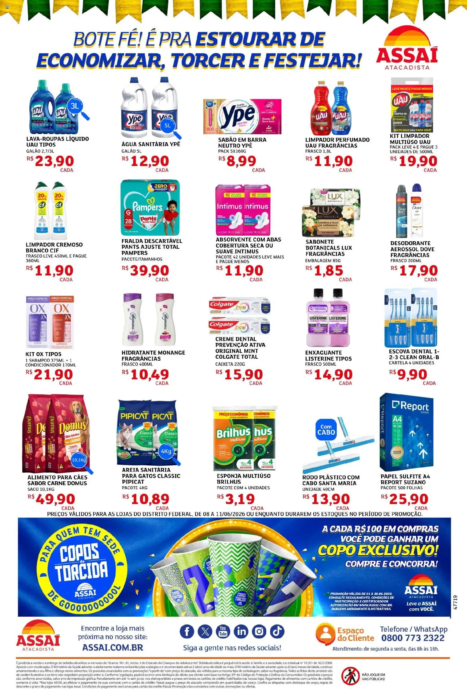 Assaí Atacadista Folheto - válido de 08.06.2026 | Página: 4 | Produtos: Desodorante, Óleo, Dove, Água sanitária