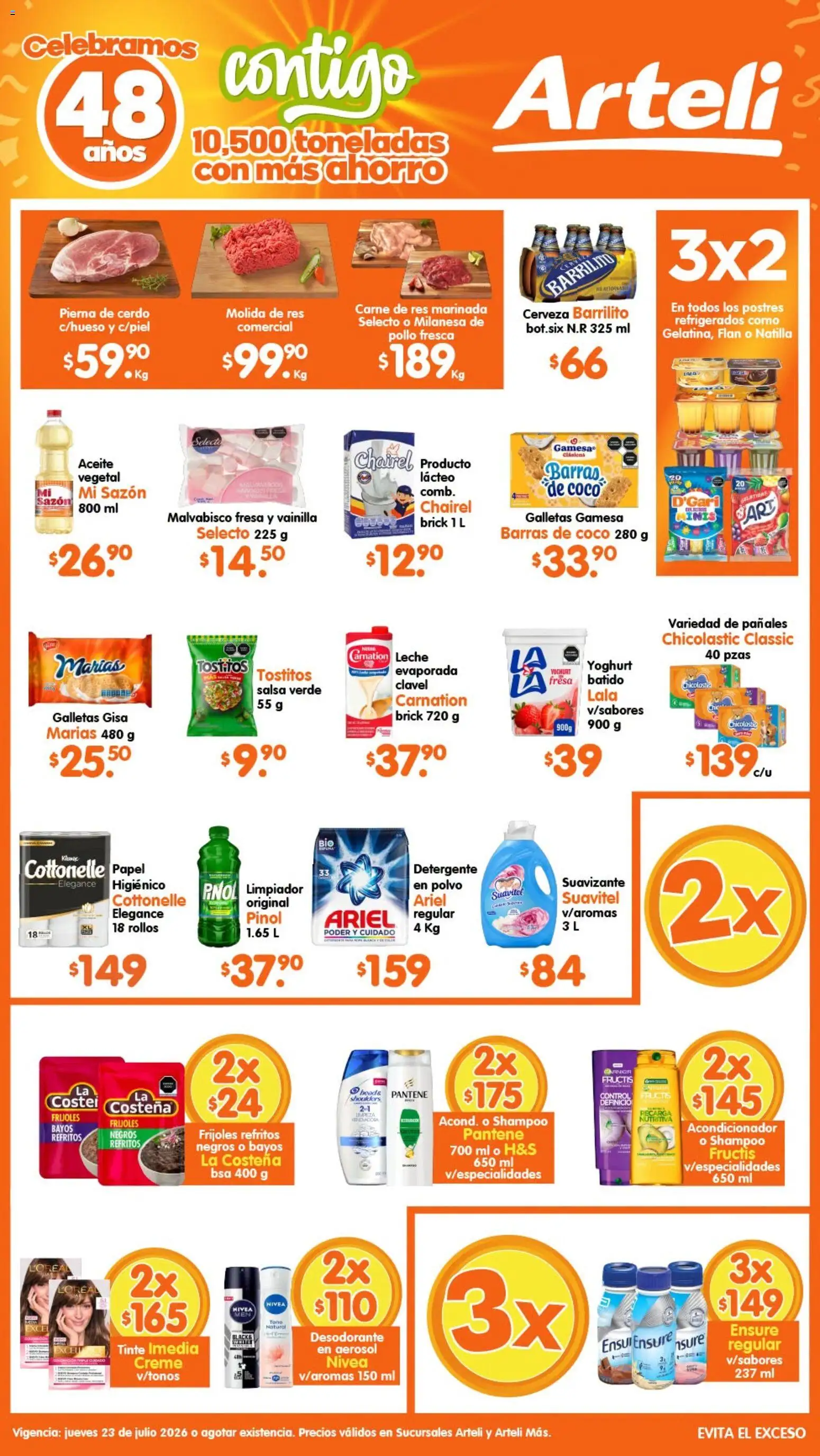 Nuevas ofertas de Arteli válidas en toda la República Mexicana desde el 23/07/2026. ¡Encuentra las mejores ofertas en Arteli folleto Tuxpan! | Página: 1 | Productos: Desodorante, Pollo, Detergente, Polvo