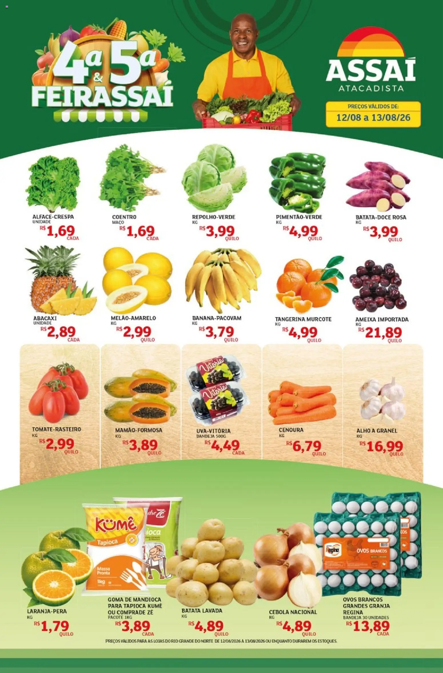 Assaí Atacadista Folheto - válido de 12/08/2026 | Página: 1 | Produtos: Alho, Abacaxi, Massa, Ameixa